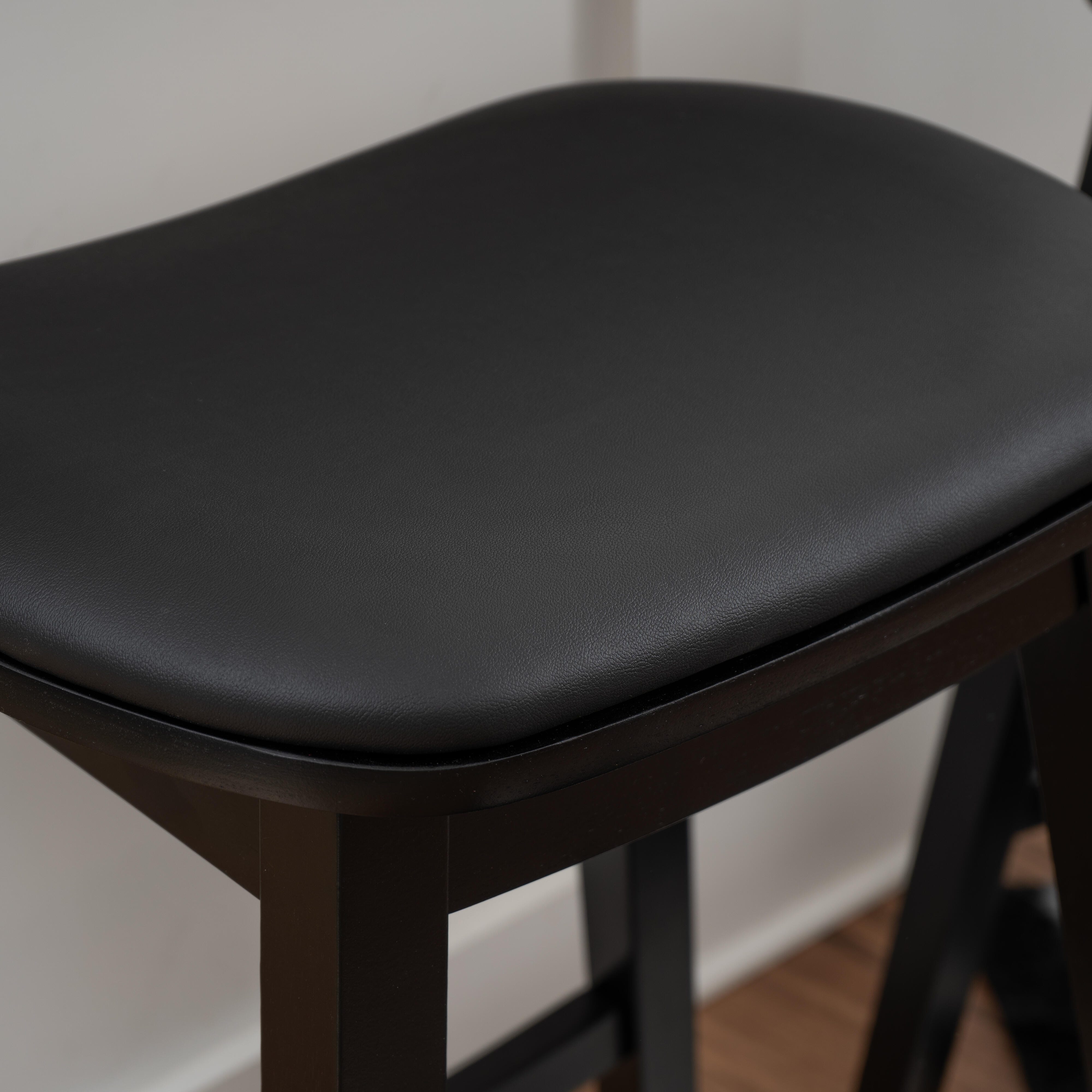 Linon Carmen Counter Height Bar Stools (Set of 2), Black, large
