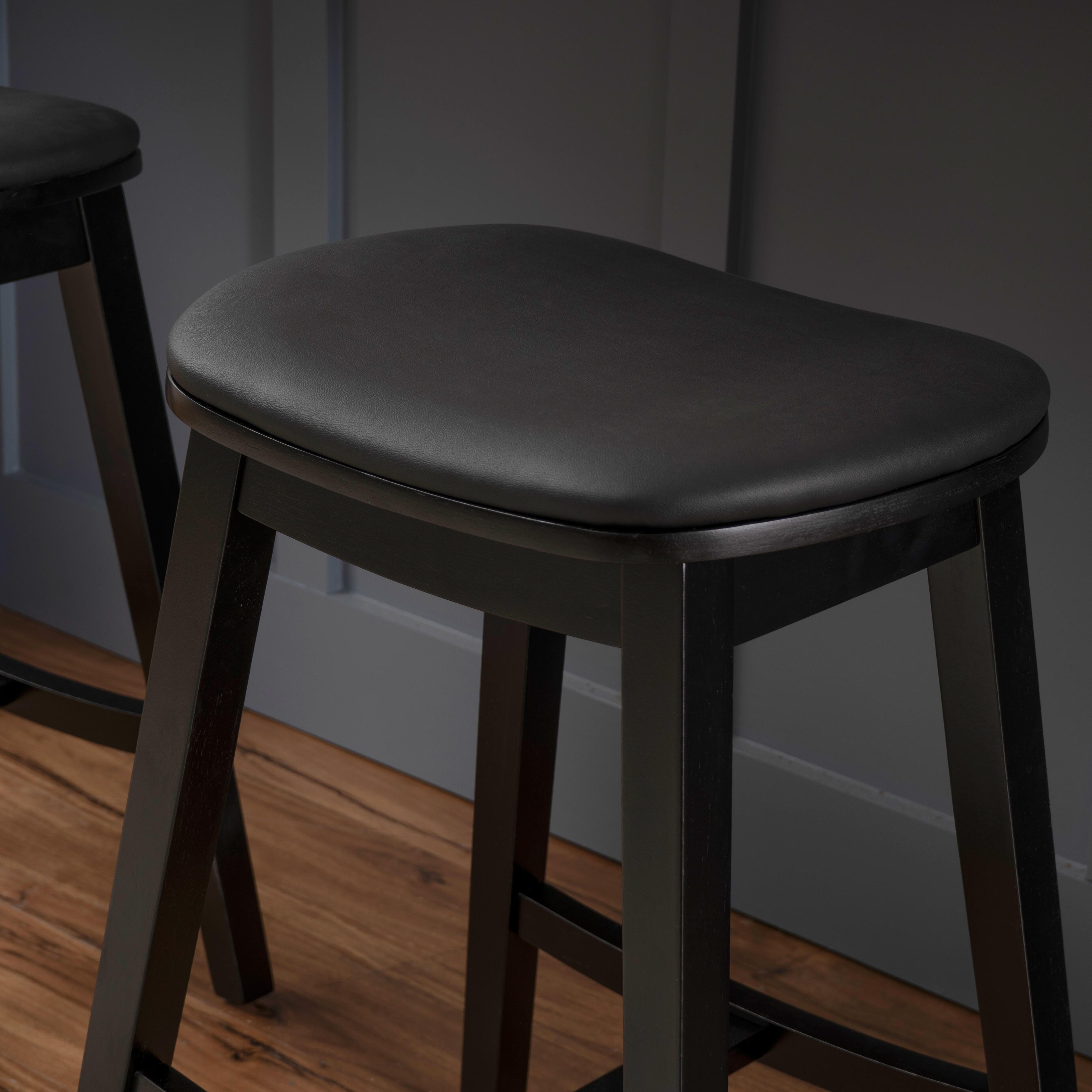 Linon Carmen Counter Height Bar Stools (Set of 2), Black, large