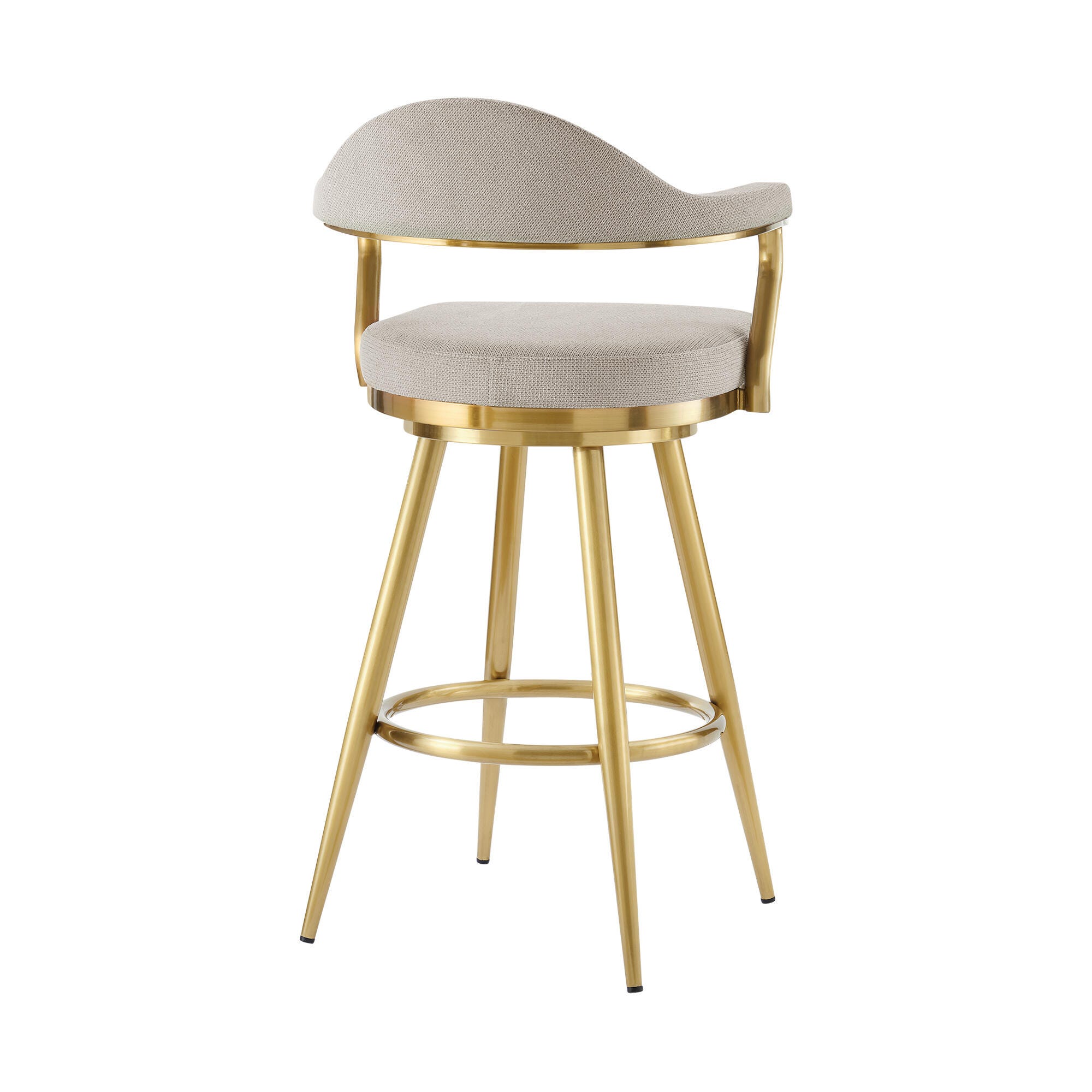 Justin Swivel Bar Height Bar Stool, Taupe, large