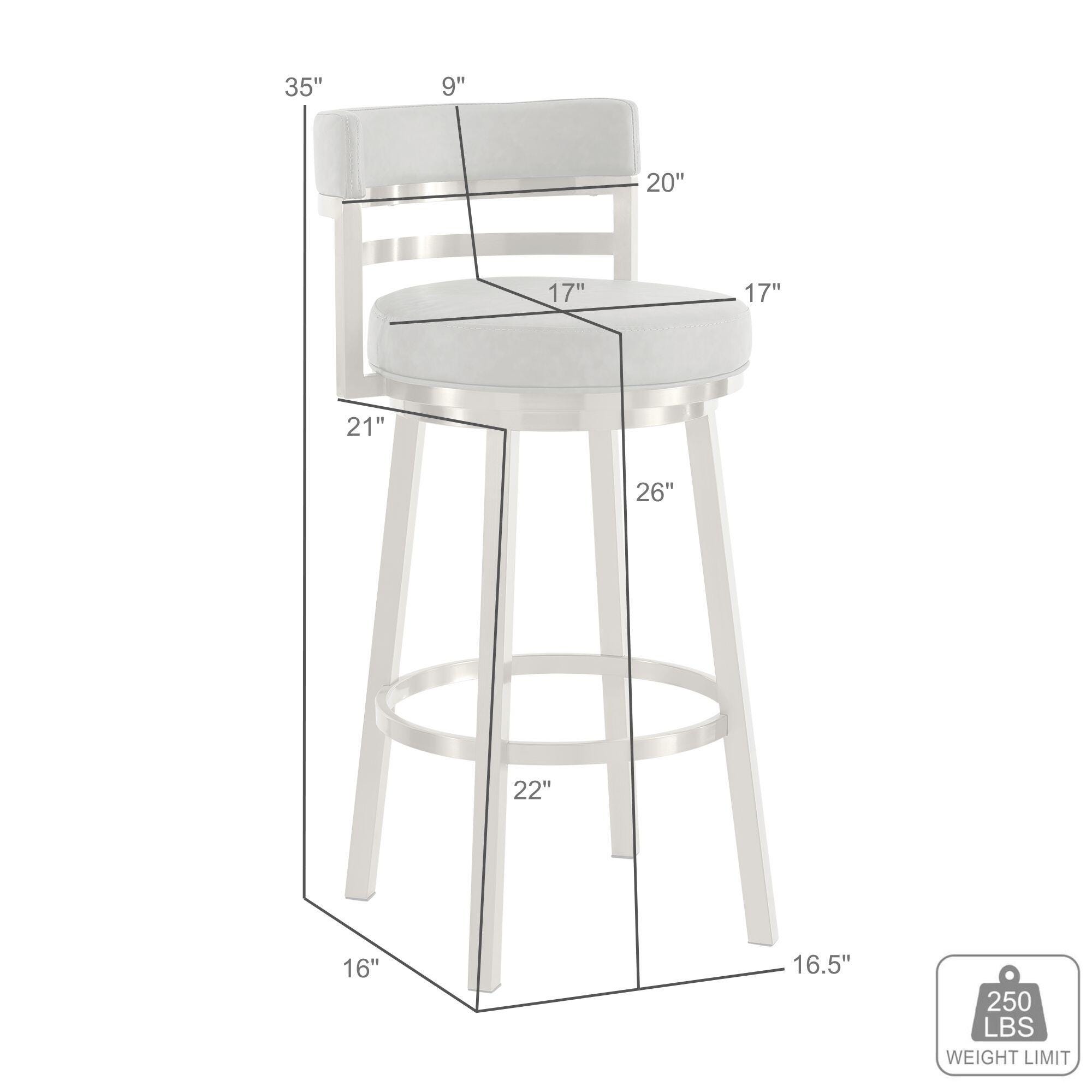 Madrid Swivel Counter Height Bar Stool, White, large