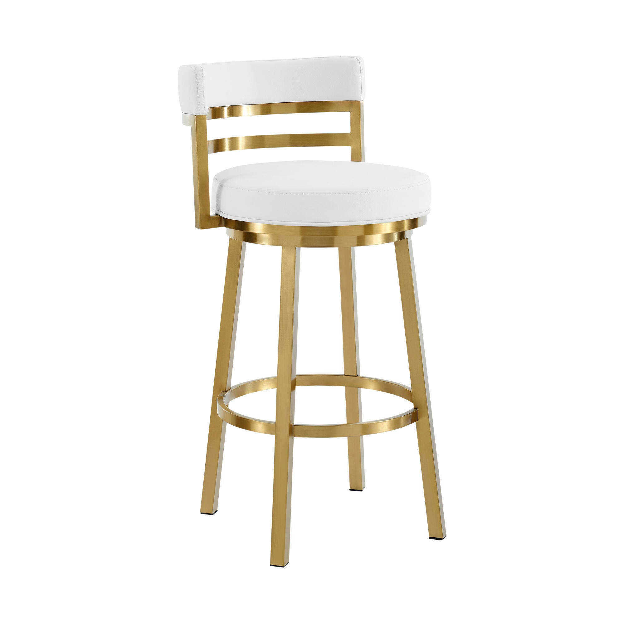 Madrid Swivel Bar Height Bar Stool, White, large