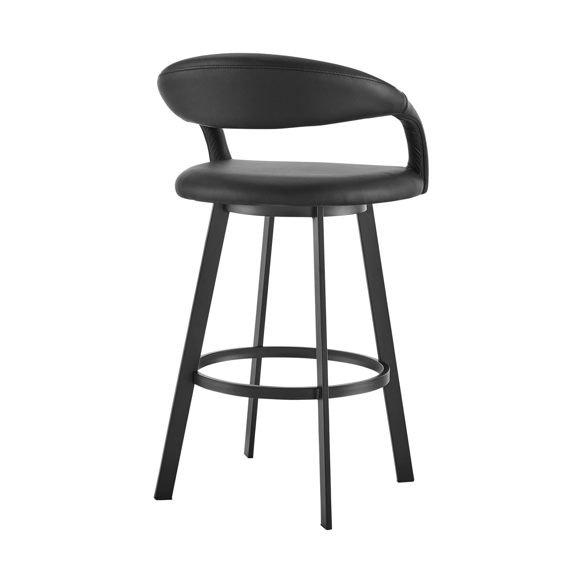 Ramona Swivel Counter Height Bar Stool, Black, large