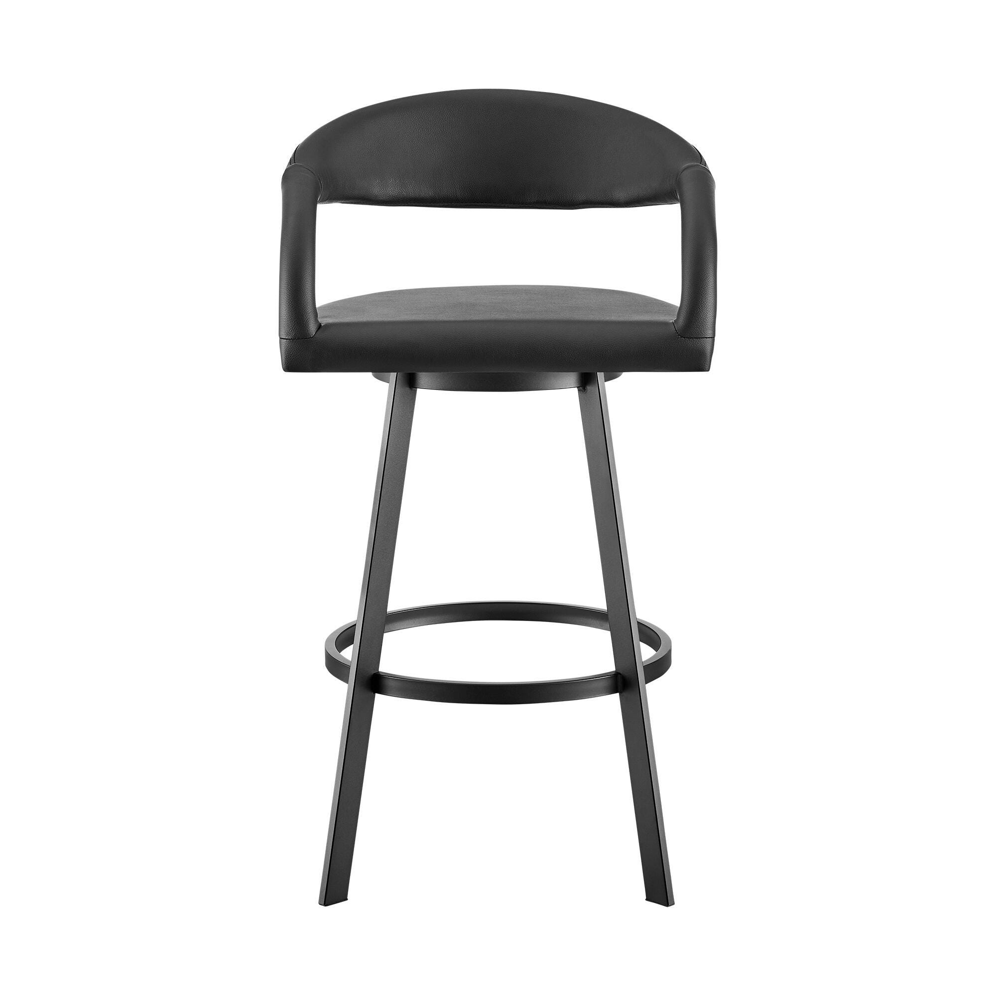 Ramona Swivel Bar Height Bar Stool, Black, large