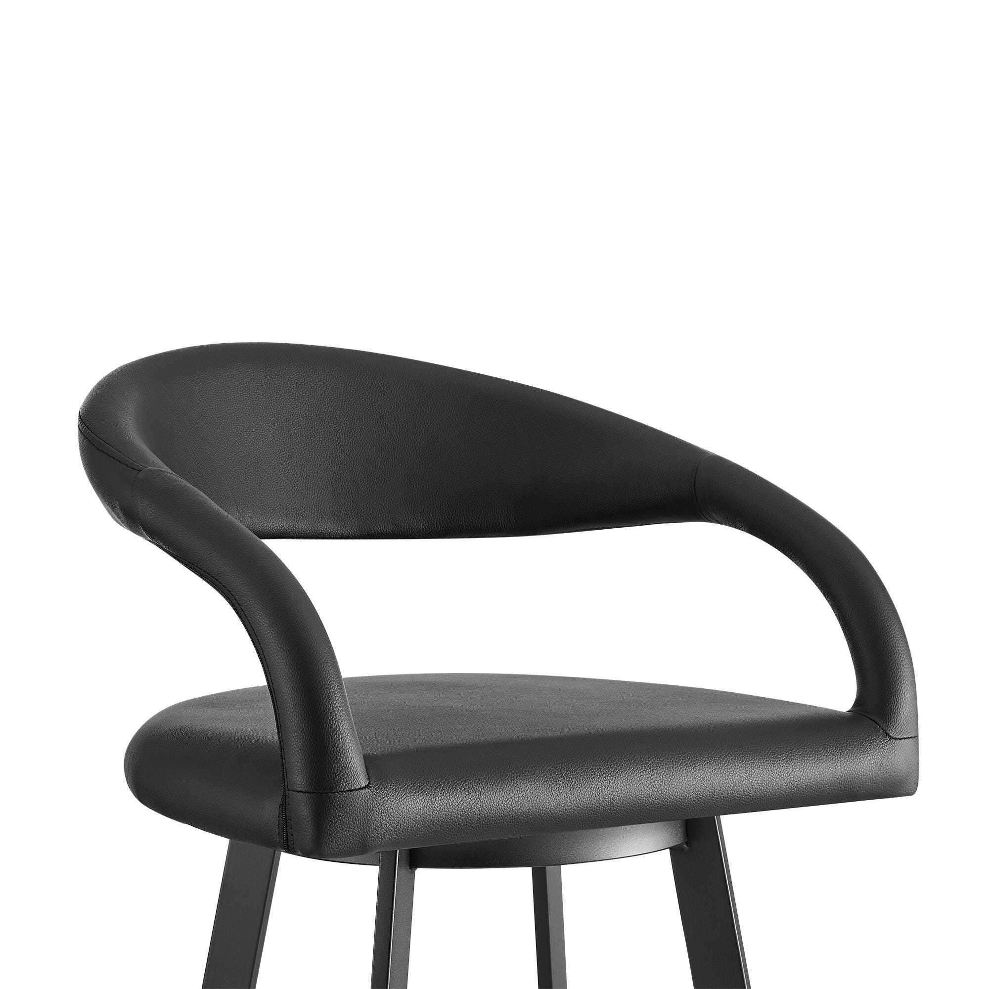 Ramona Swivel Bar Height Bar Stool, Black, large