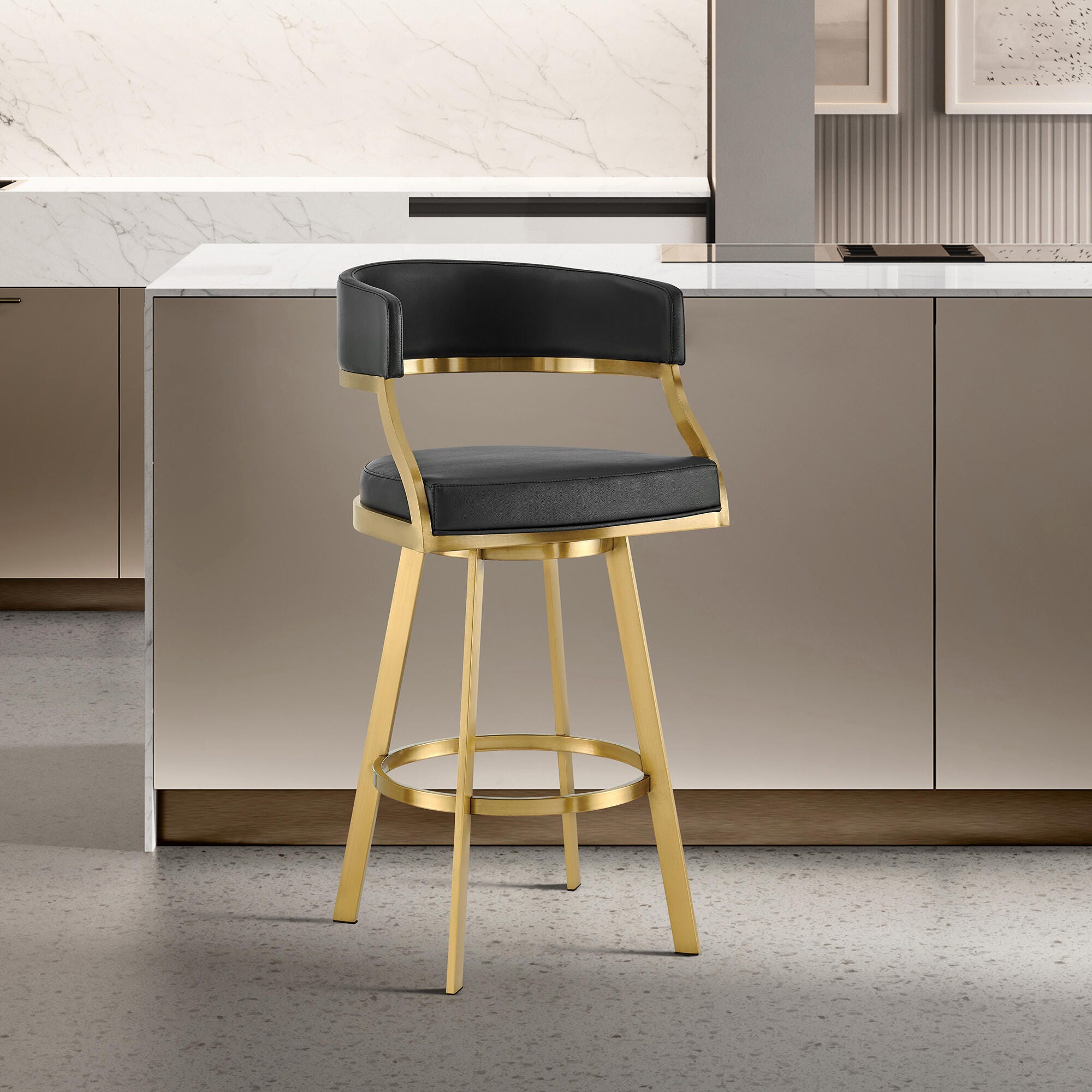 Saturn Swivel Counter Height Bar Stool, Black, large