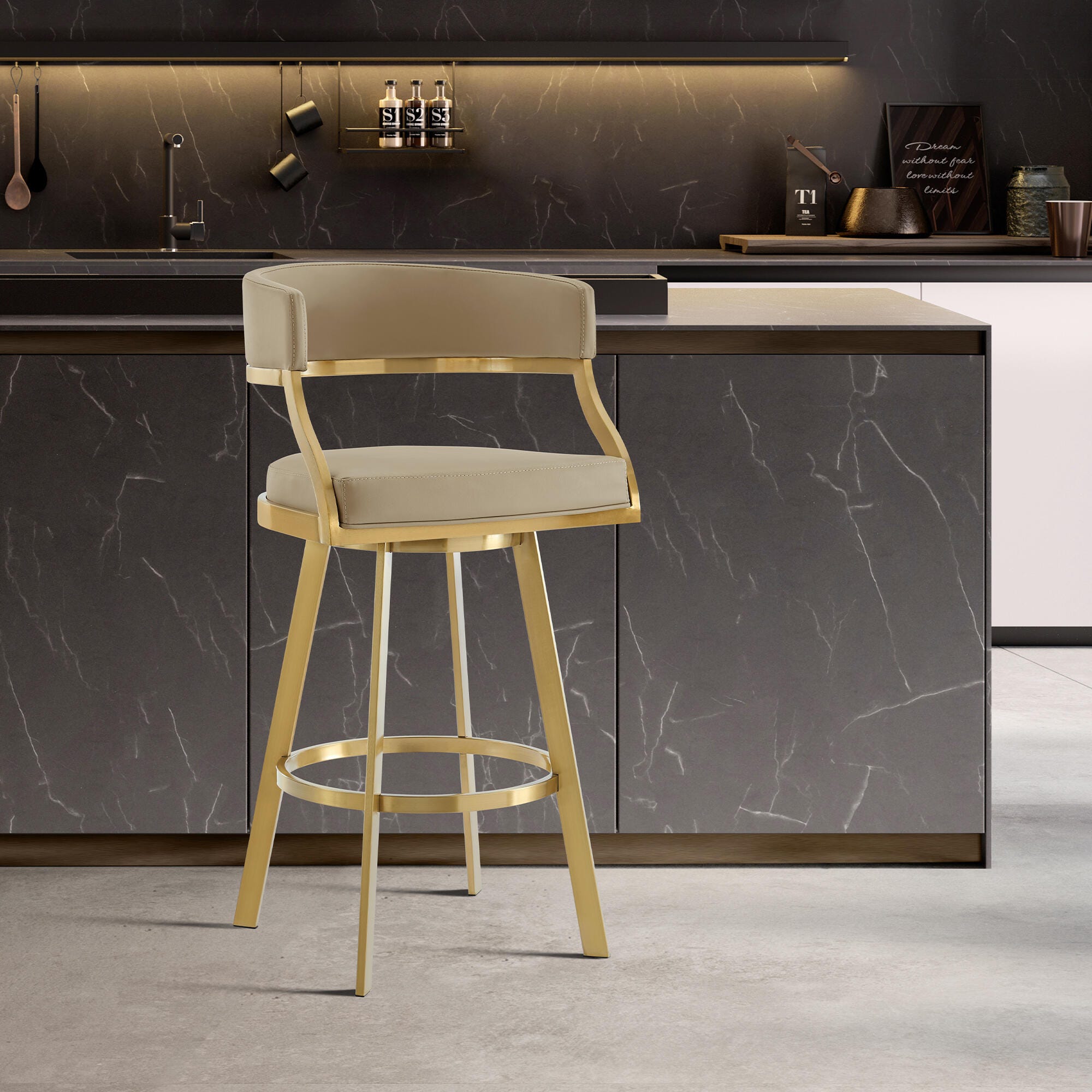 Saturn Swivel Bar Height Bar Stool, Light Sand, large