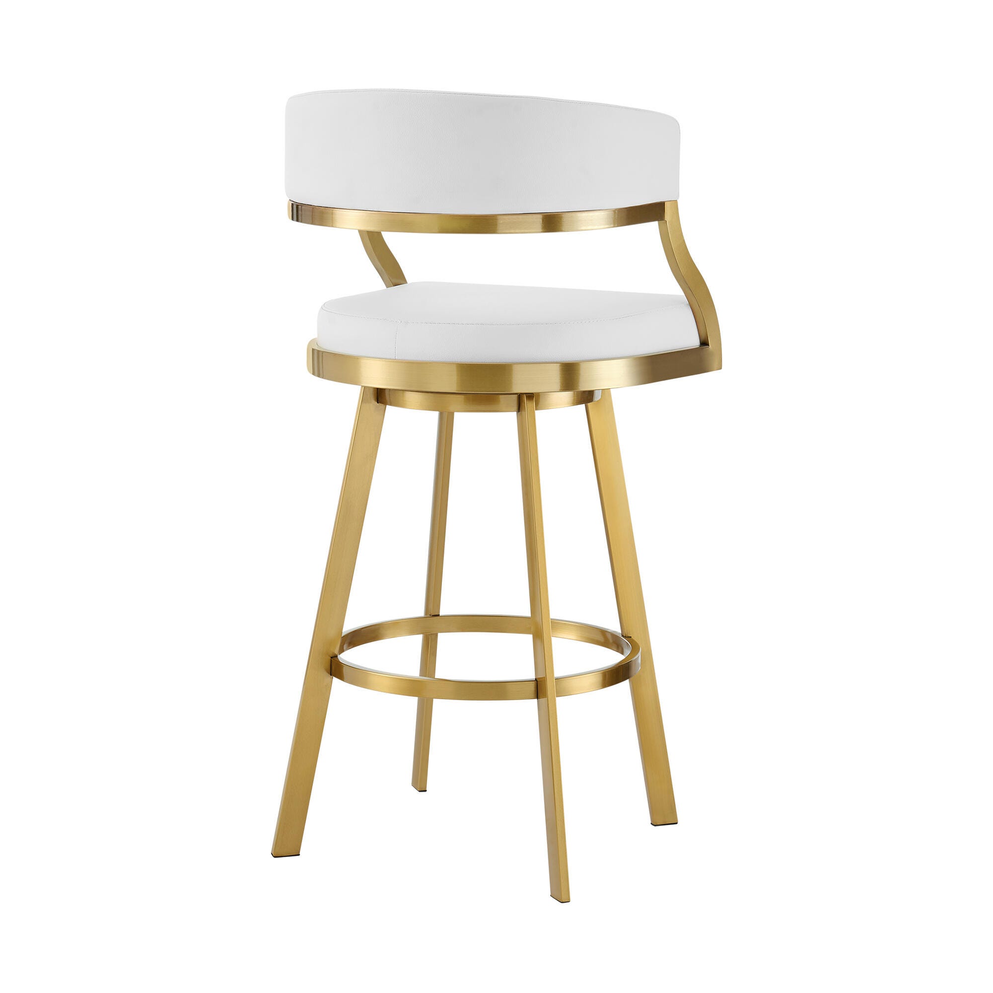 Saturn Swivel Bar Height Bar Stool, White, large