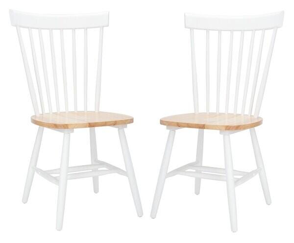 Safavieh Parker Spindle Back Dining Side Chair (Set of 2), White/Natural, large
