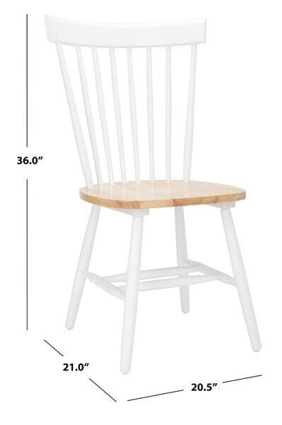 Safavieh Parker Spindle Back Dining Side Chair (Set of 2), White/Natural, large