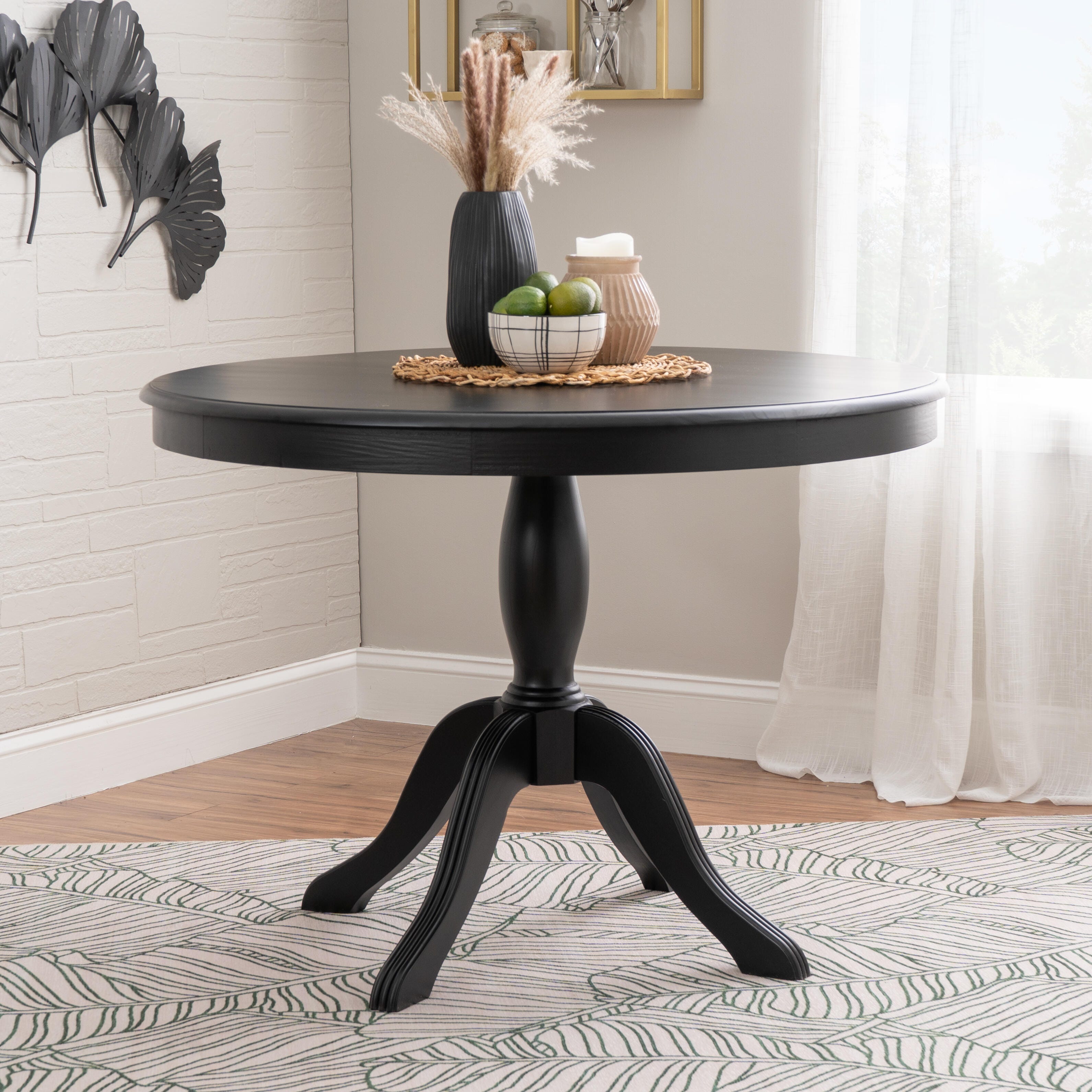 Linon Landin Pedestal Table, Black, rollover