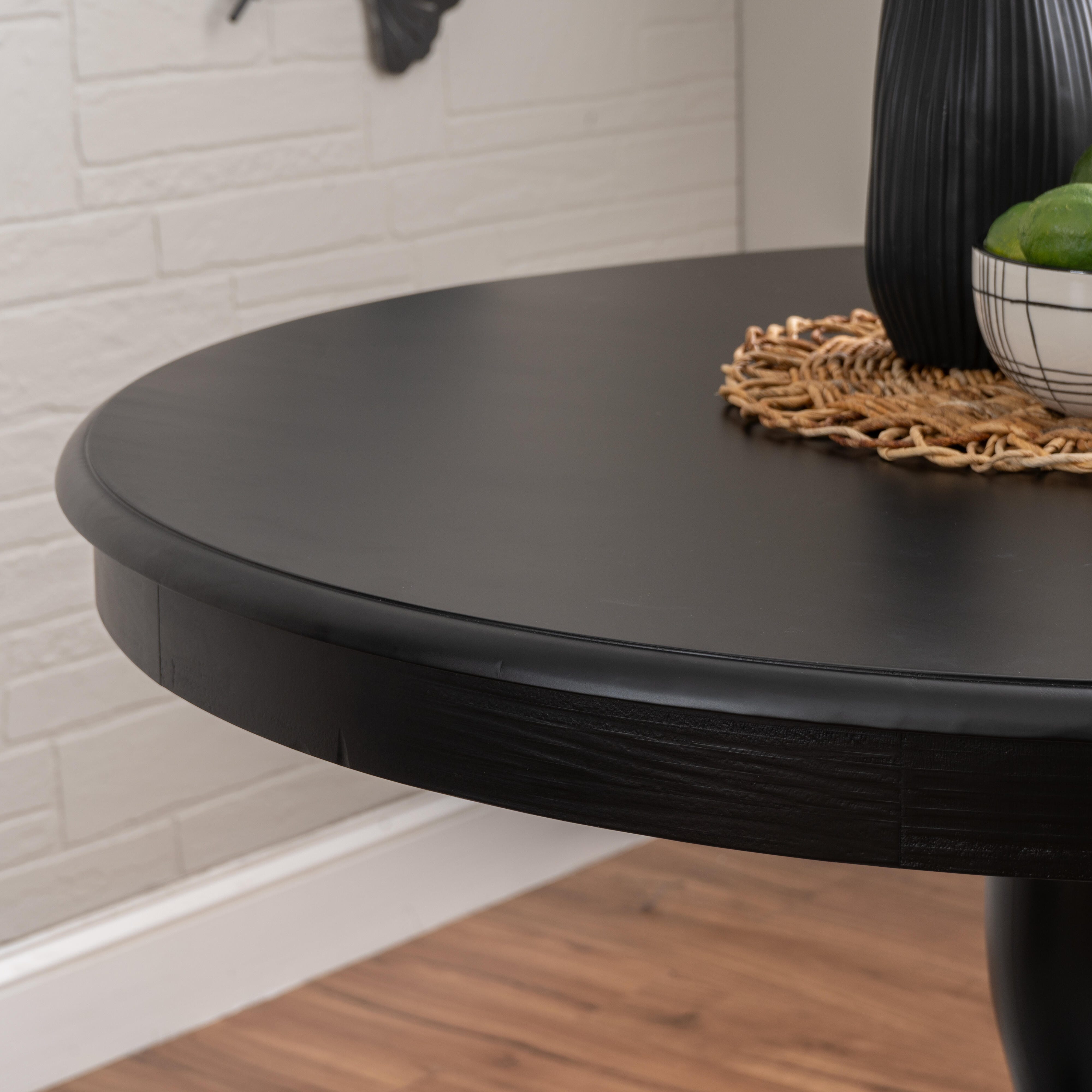 Linon Landin Pedestal Table, Black, large