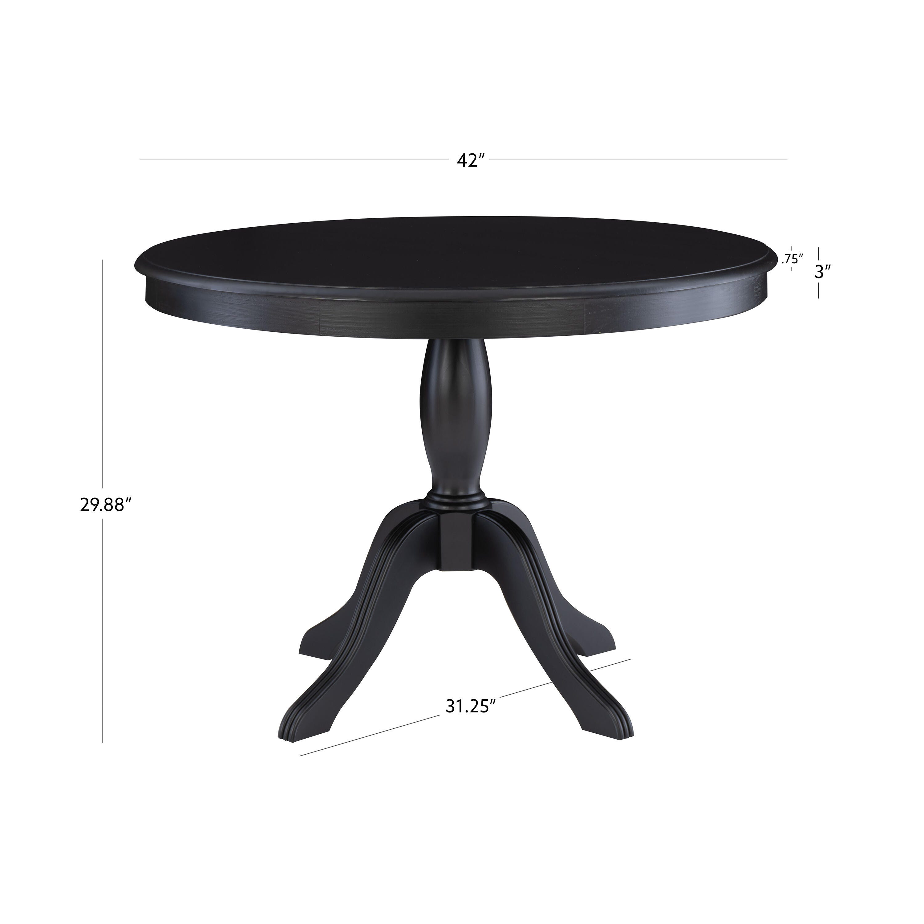 Linon Landin Pedestal Table, Black, large