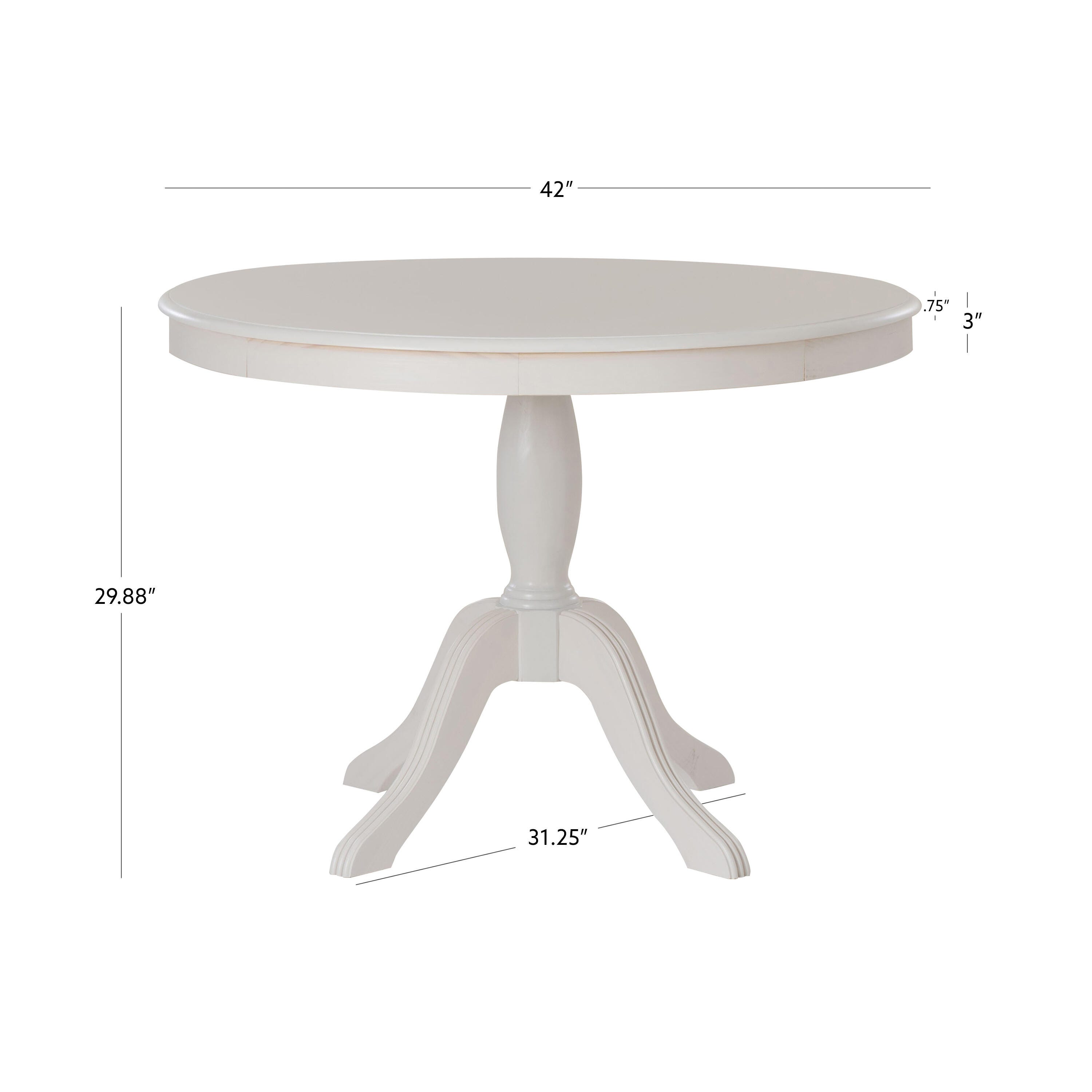 Linon Landin Pedestal Table, White, large