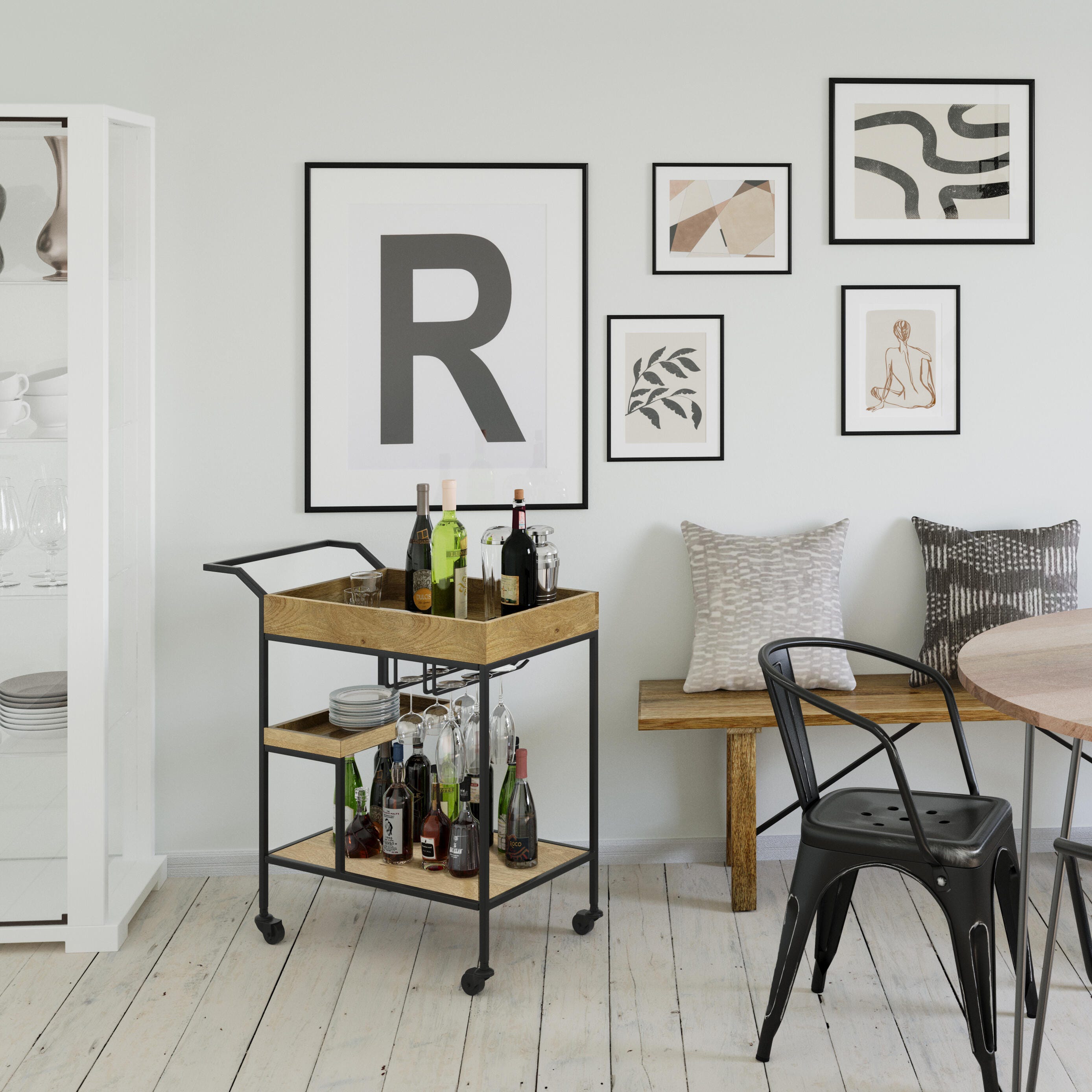 Simpli Home Barnes Bar Cart, , rollover