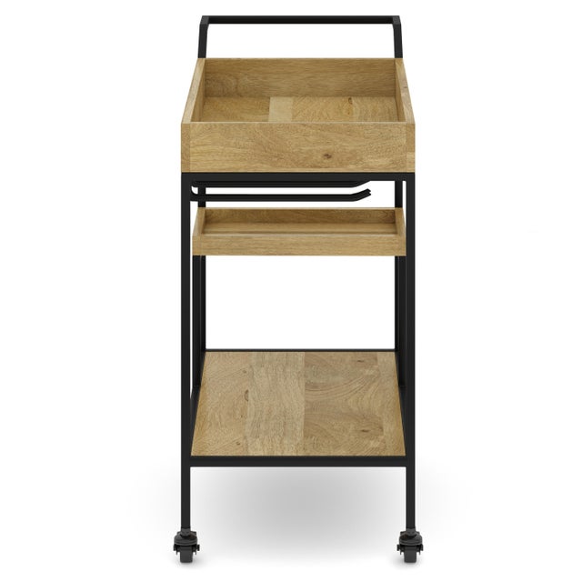 Simpli Home Barnes Bar Cart, Natural