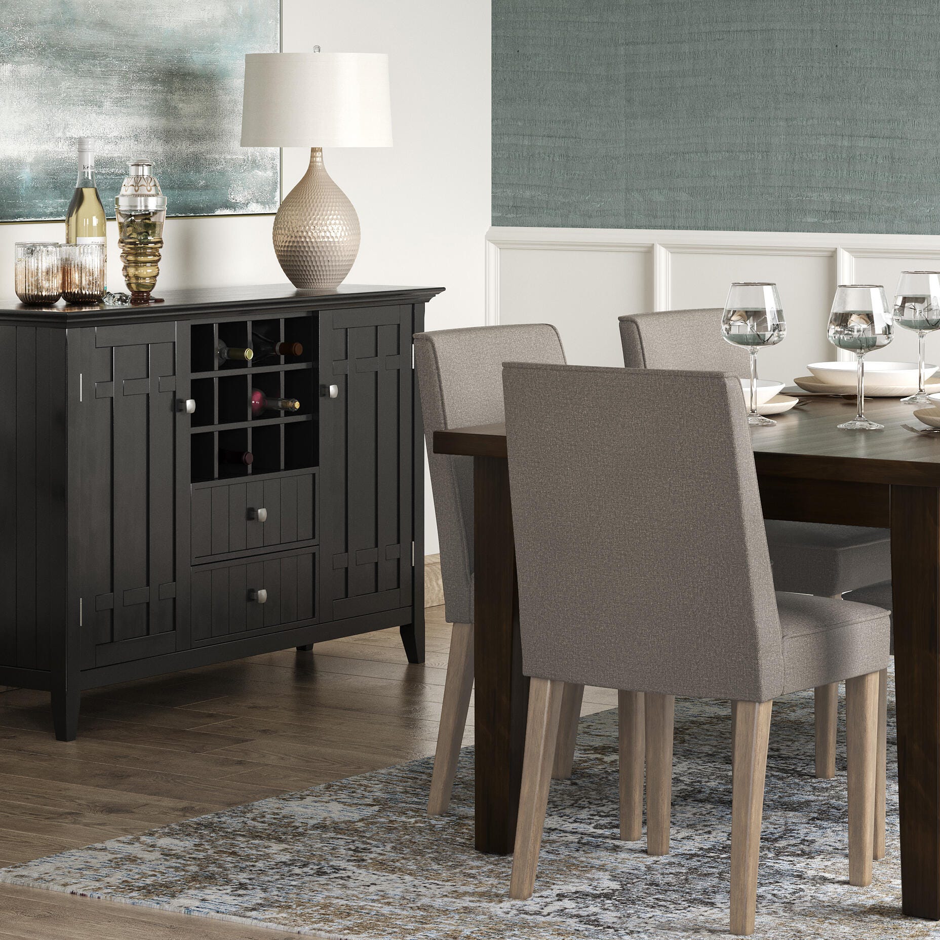 Simpli Home Bartow Dining Chair ( Set of 2 ), Taupe, large