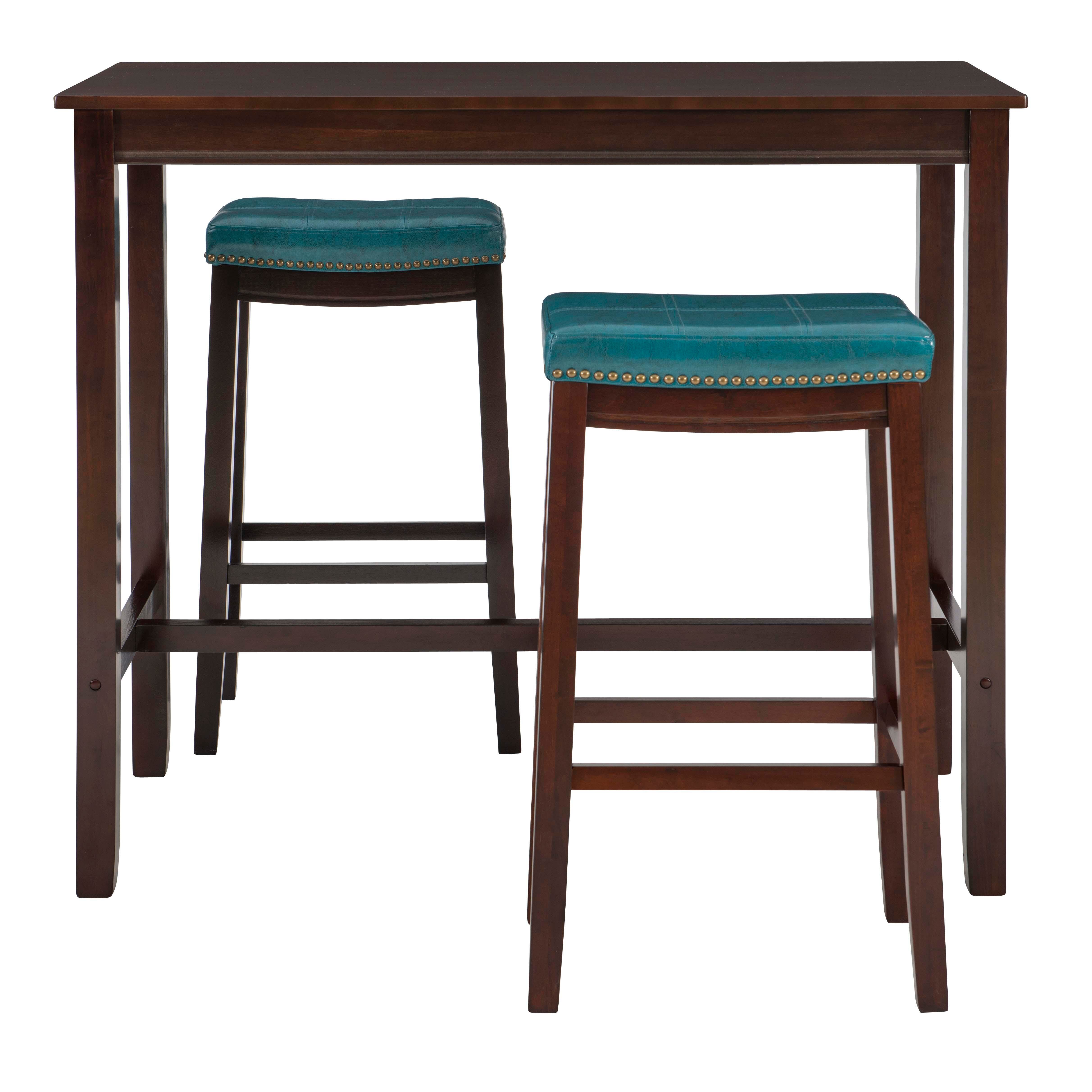 Linon Claridge Three Piece Bar Set, Blue, large