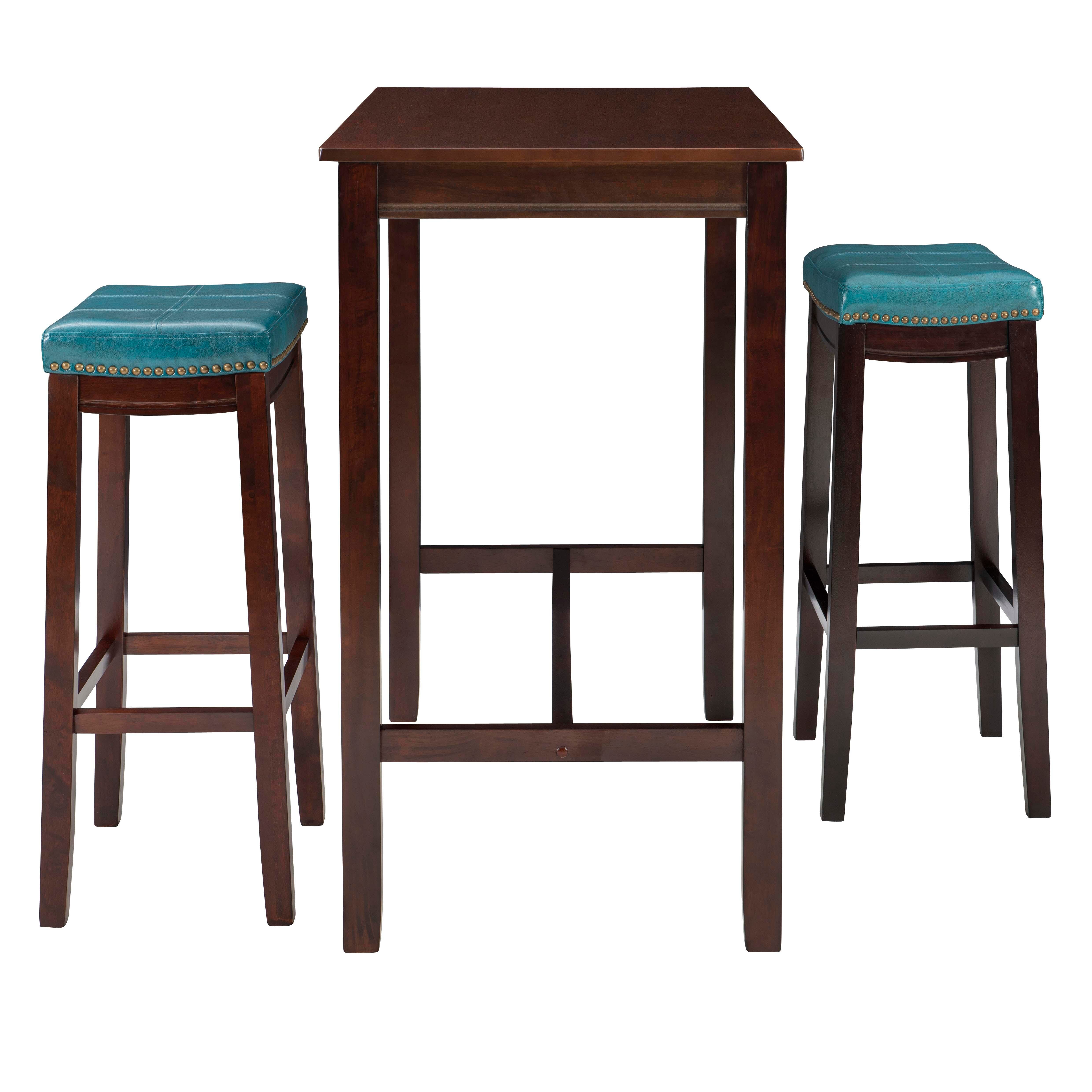 Linon Claridge Three Piece Bar Set, Blue, large