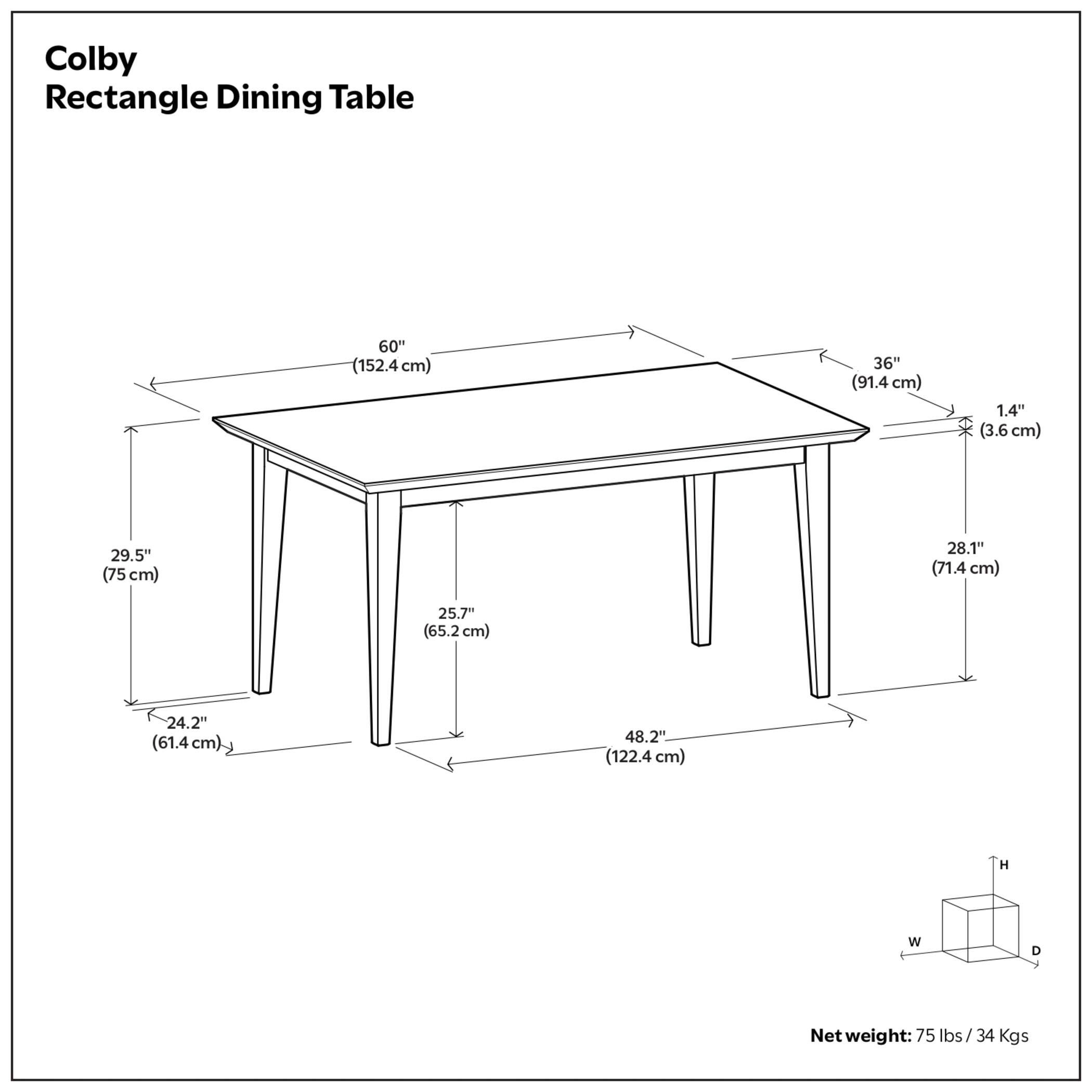 Simpli Home Colby Dining Table, Walnut, large