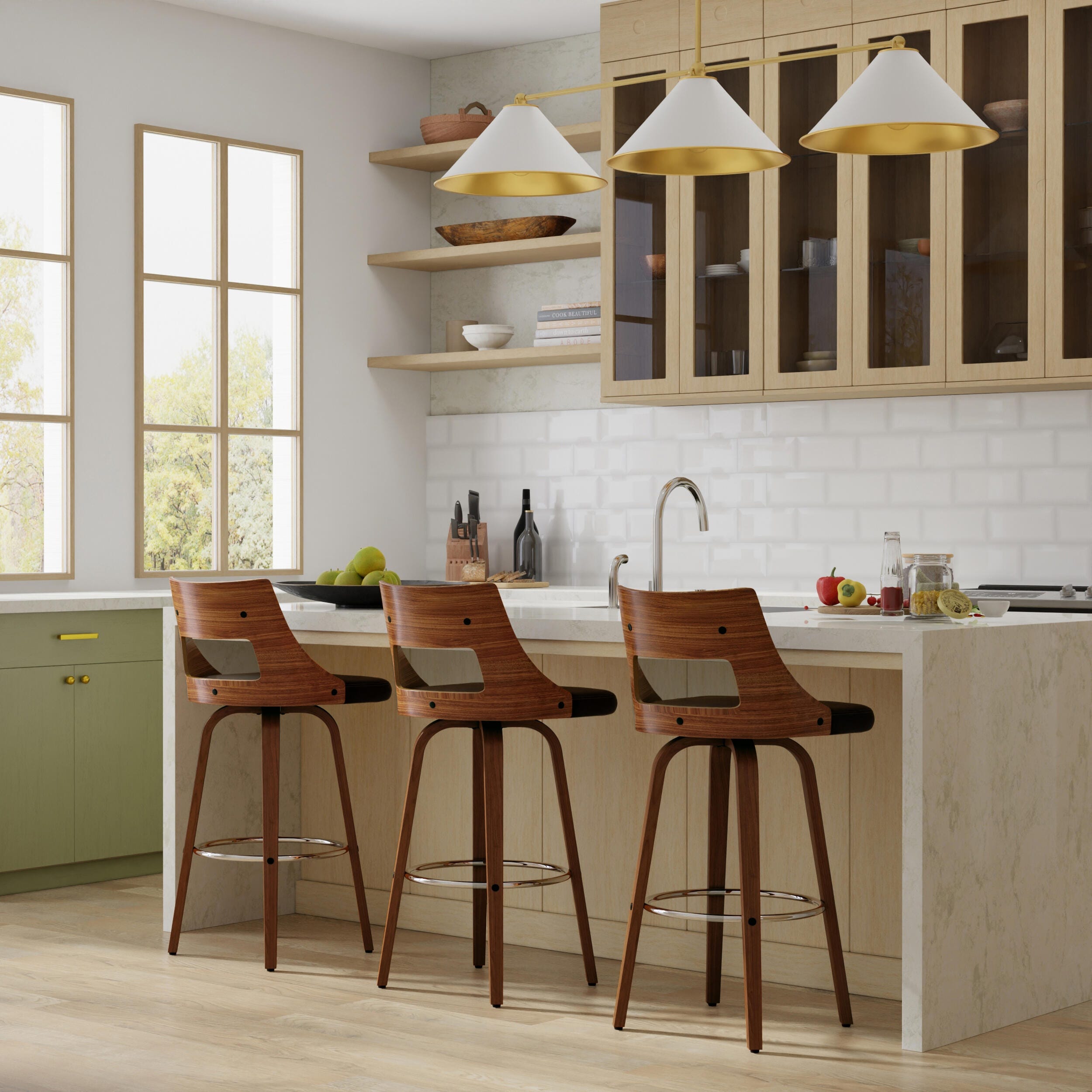 Simpli Home Dallyn Swivel Bar Stool (Set of 2), , rollover