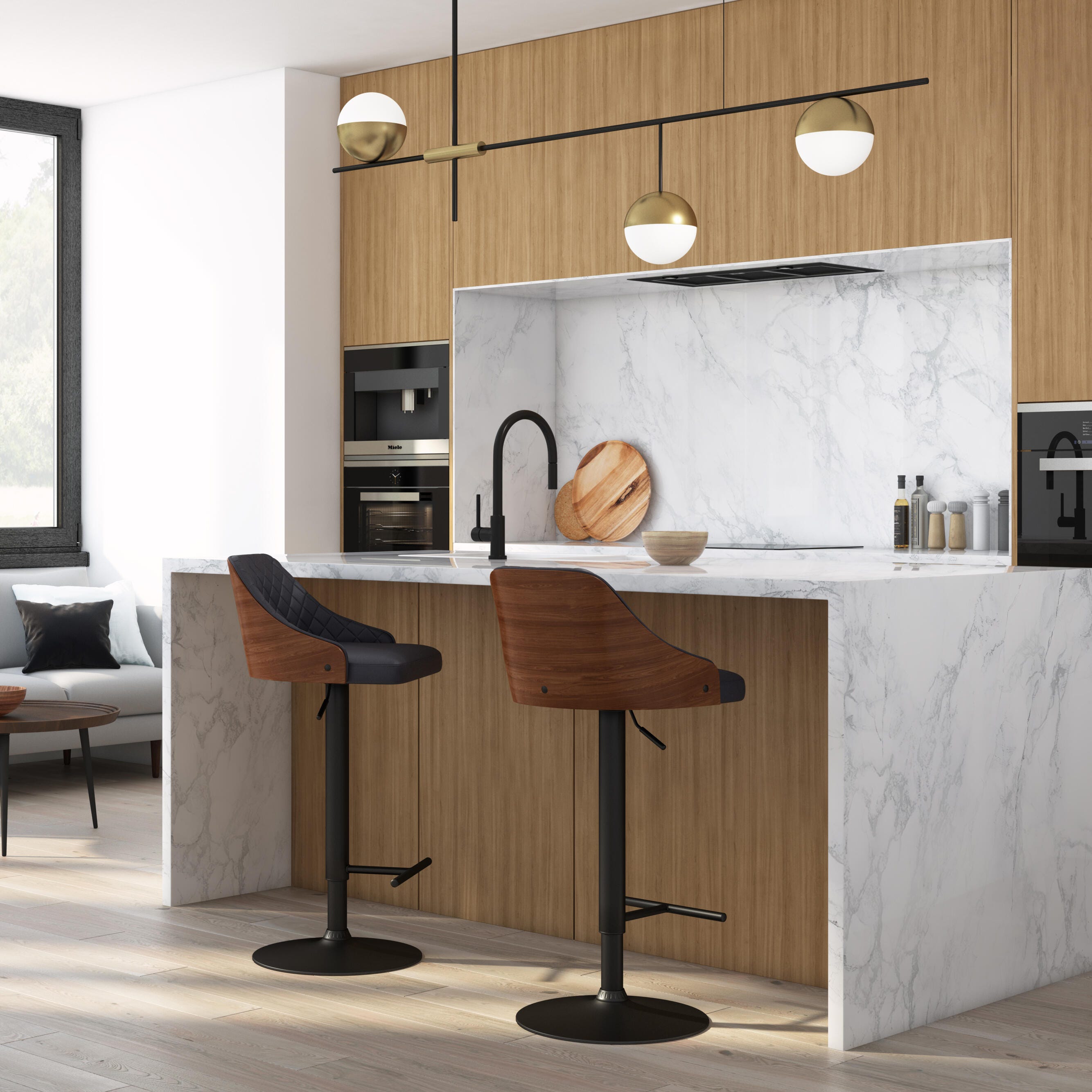 Simpli Home Edwin Adjustable Swivel Bar Stool, , rollover