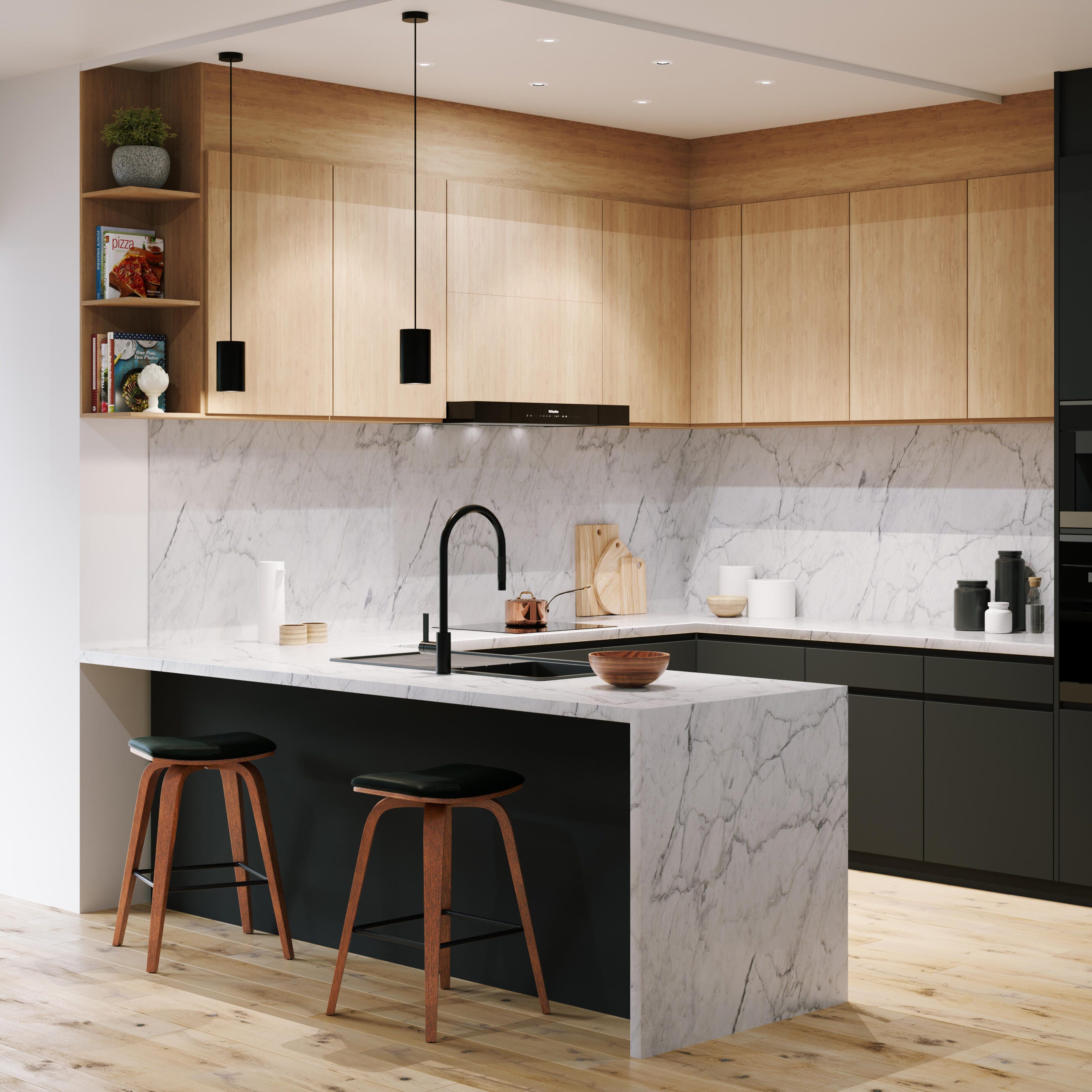 Simpli Home Larsen Saddle Bar Stool (Set of 2), , rollover