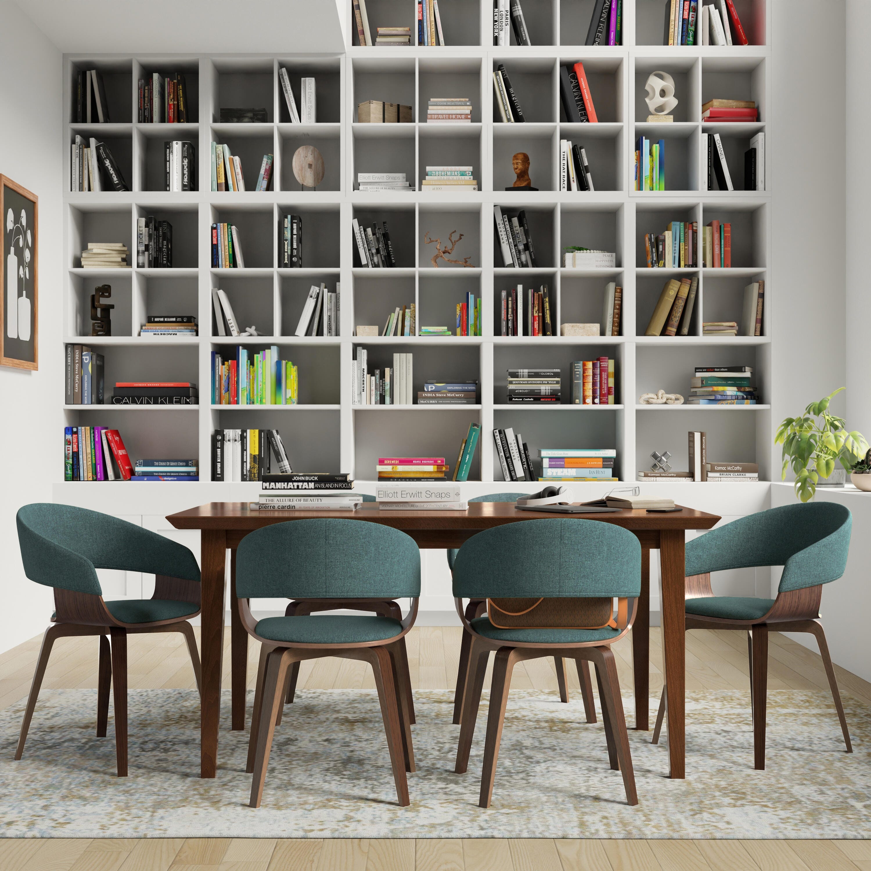 Simpli Home Lowell Dining Chair, Dark Blue, rollover