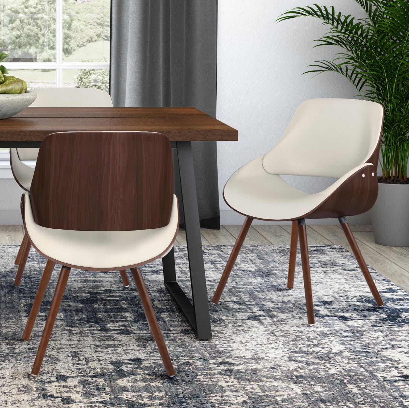Simpli Home Malden Dining Chair with Hard Back, Cream, rollover