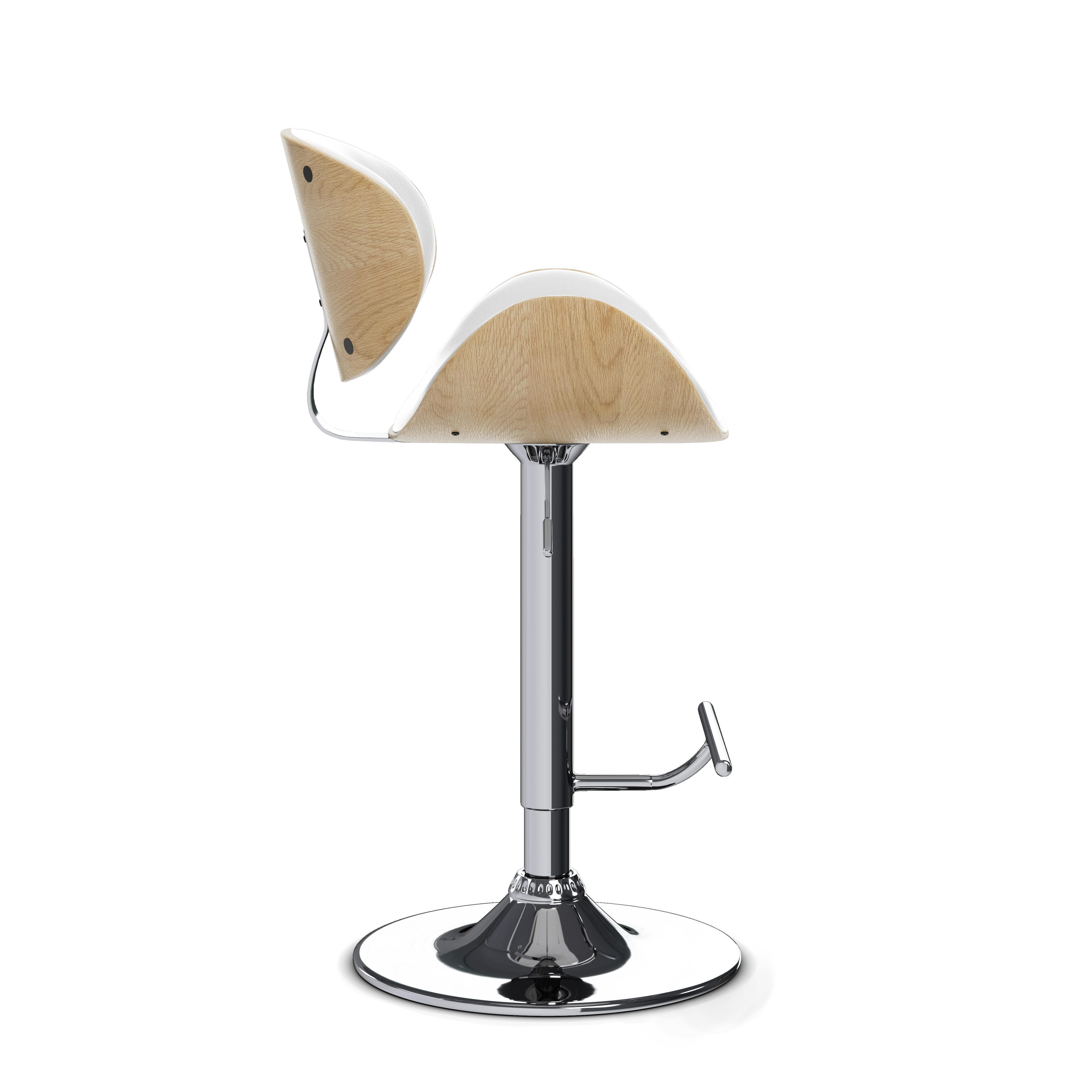 Simpli Home Marana Adjustable Swivel Bar Stool, White, large