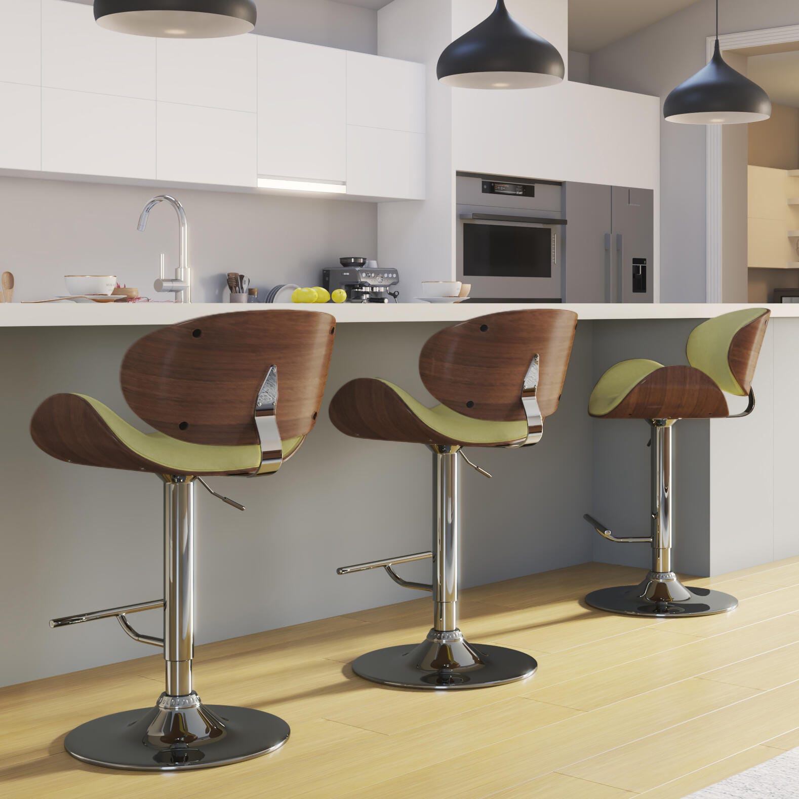 Simpli Home Marana Adjustable Swivel Bar Stool, Acid Green, rollover
