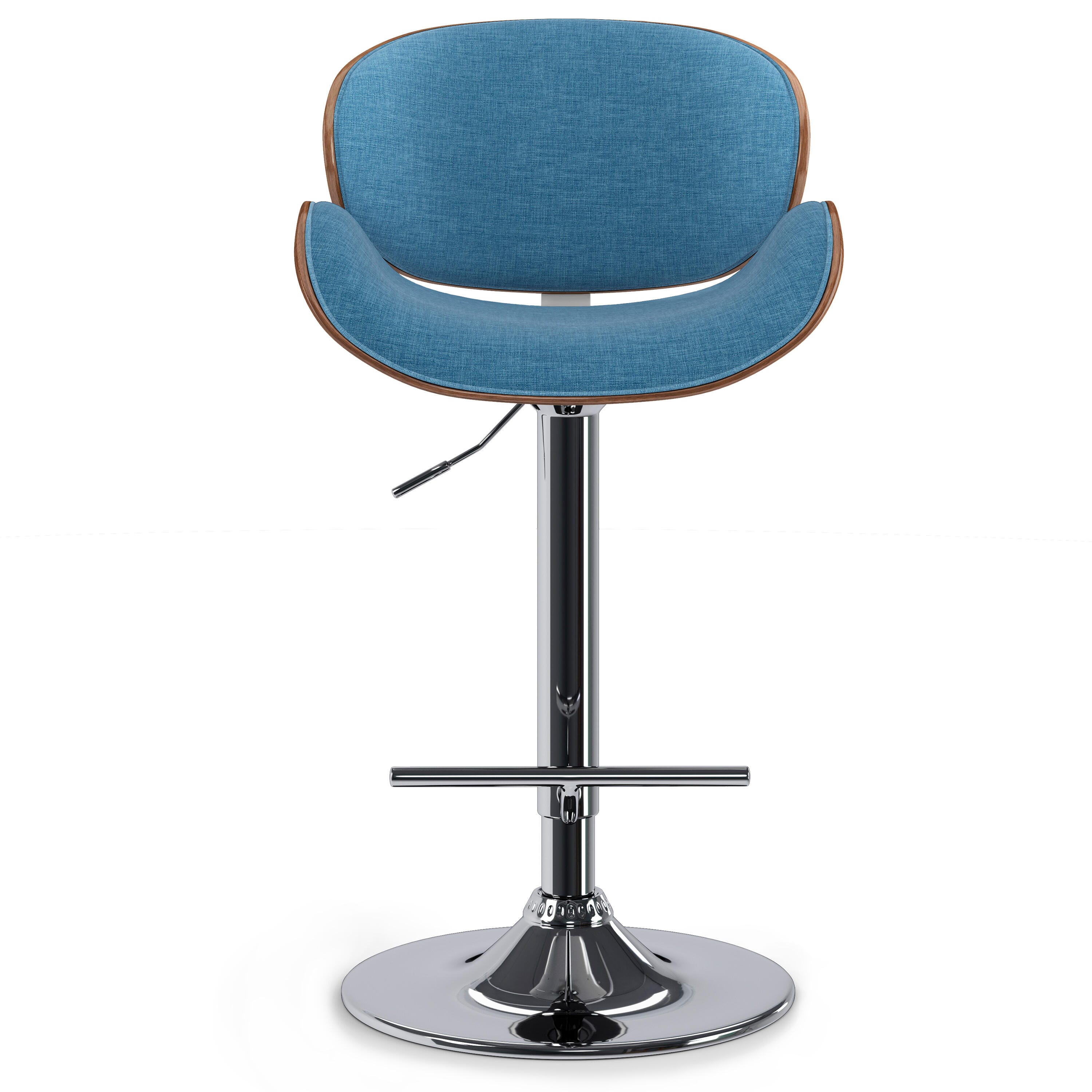 Simpli Home Marana Adjustable Swivel Bar Stool, Blue Linen, large
