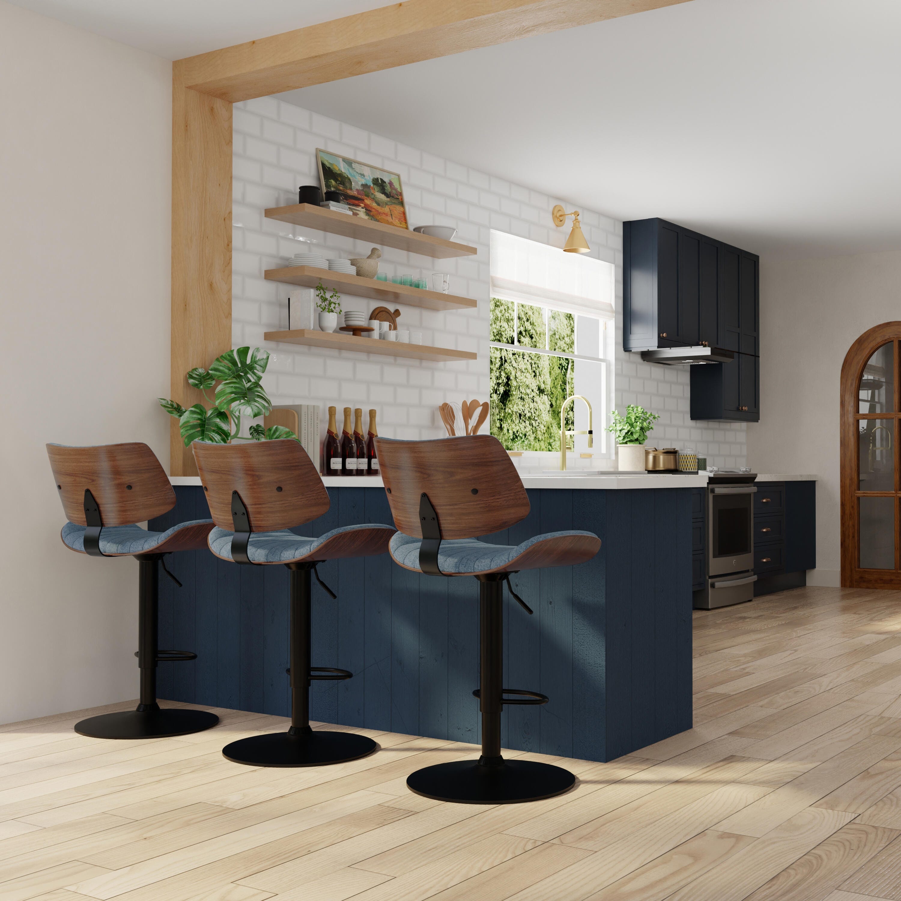 Simpli Home Novak Adjustable Swivel Bar Stool, , rollover