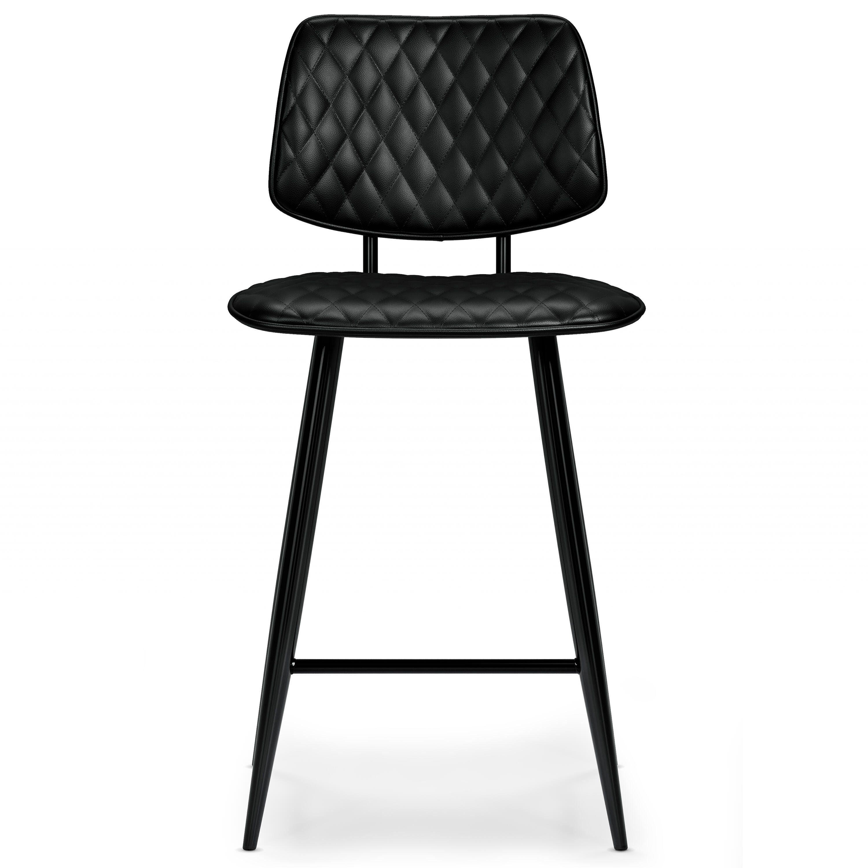 Simpli Home Raya Counter Height Bar Stool (Set of 2), Black, large