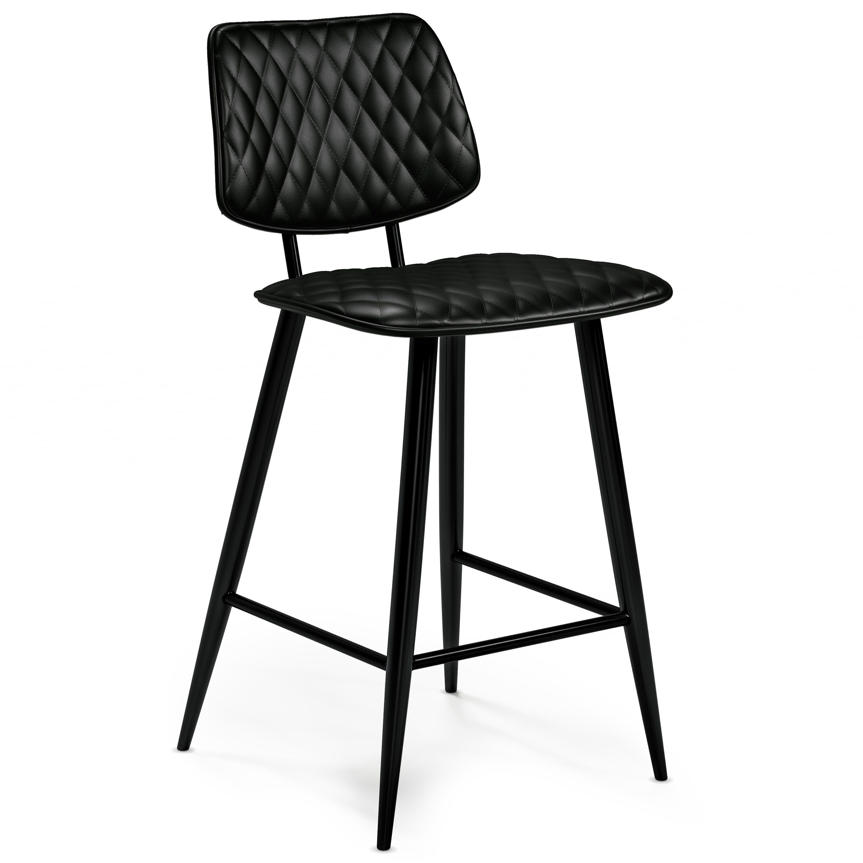 Simpli Home Raya Counter Height Bar Stool (Set of 2), Black, large