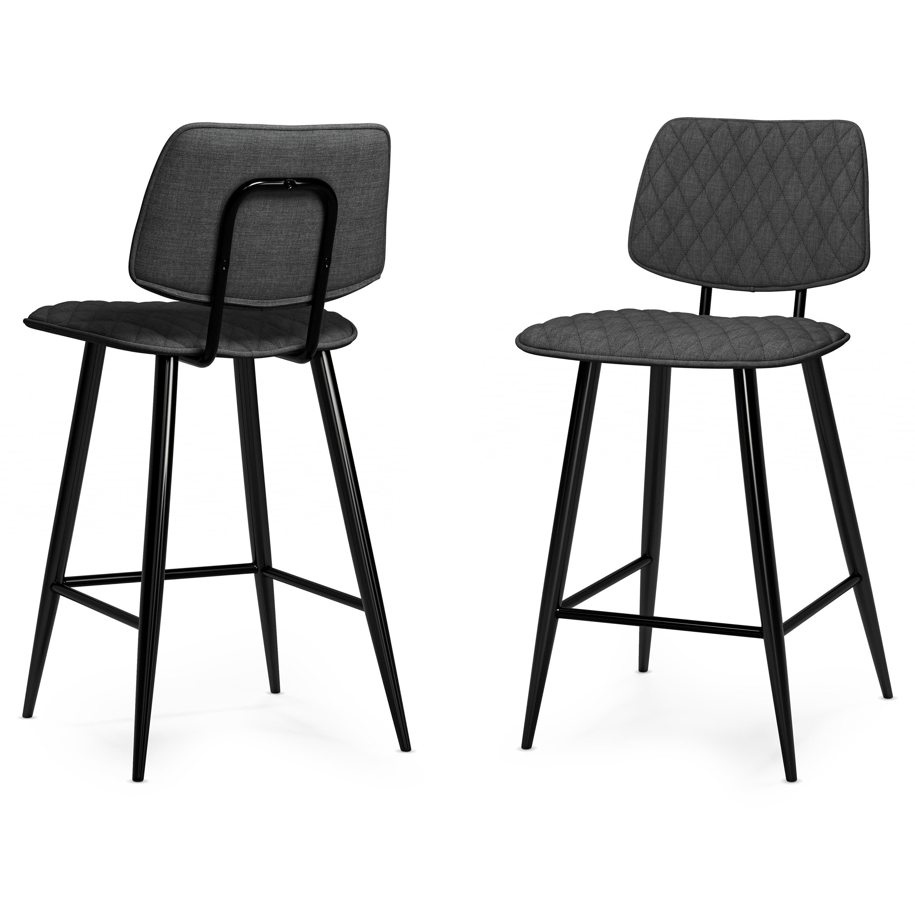 Simpli Home Raya Counter Height Bar Stool (Set of 2), Charcoal, large