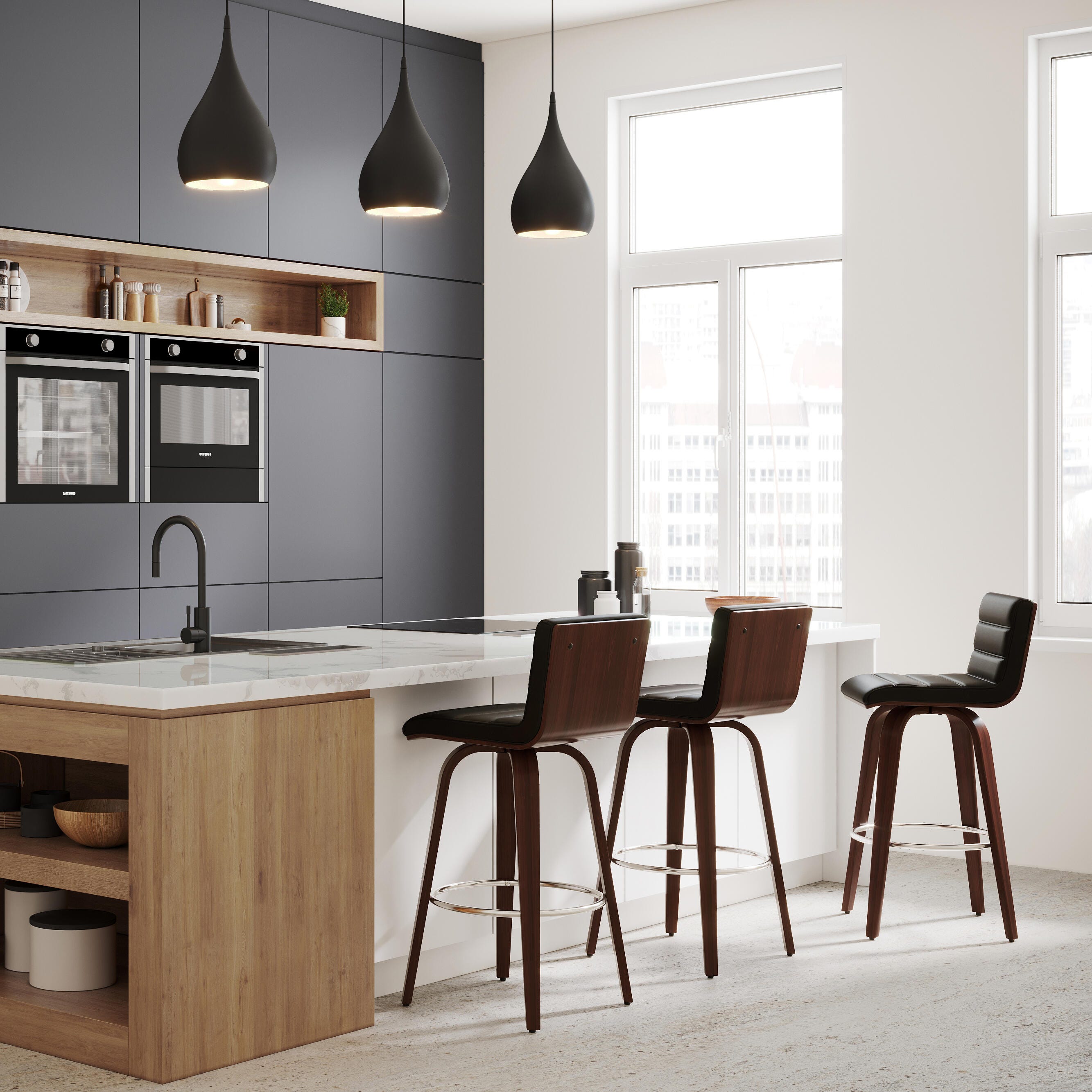 Simpli Home Roland Swivel Bar Stool, , rollover