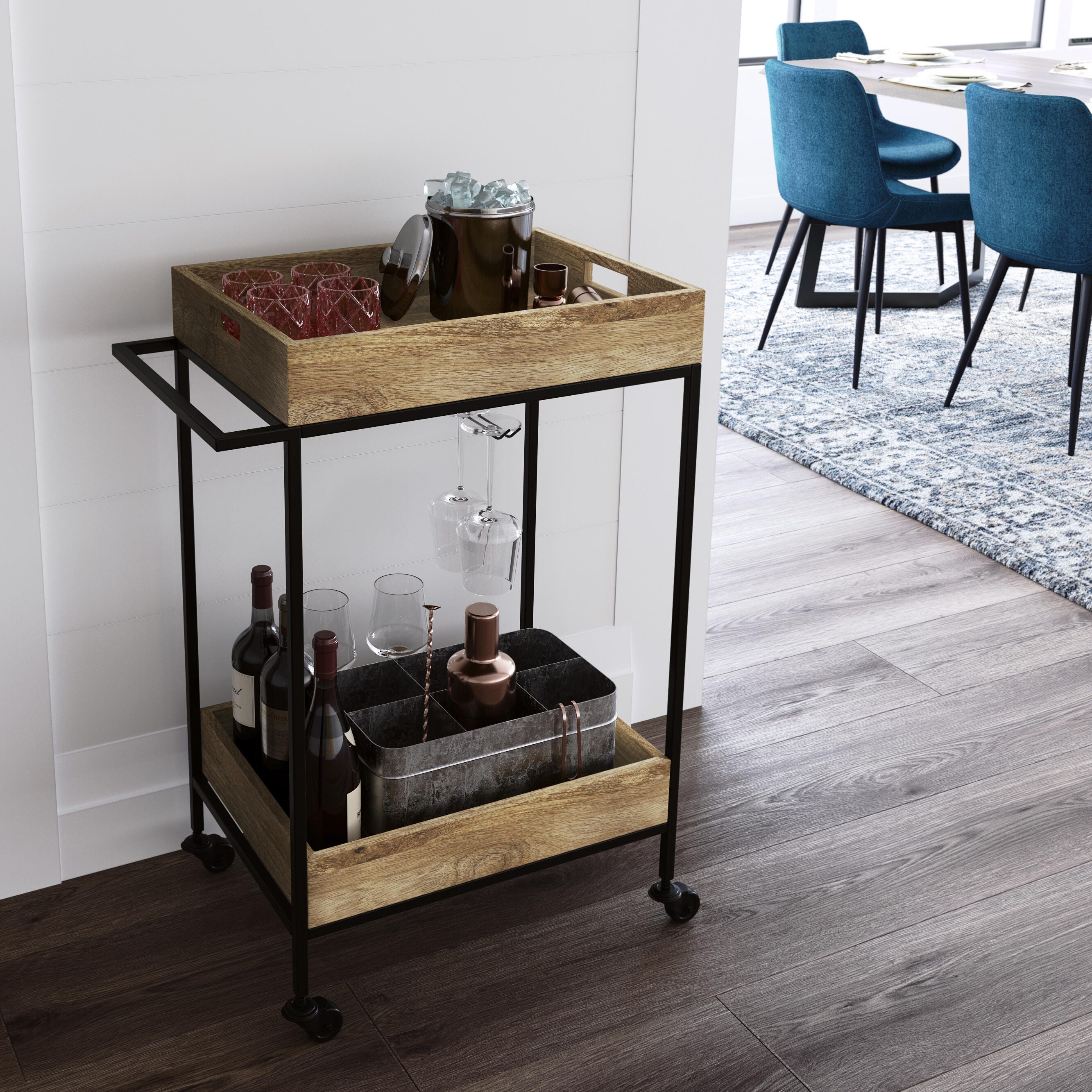 Simpli Home Simons Bar Cart, , rollover