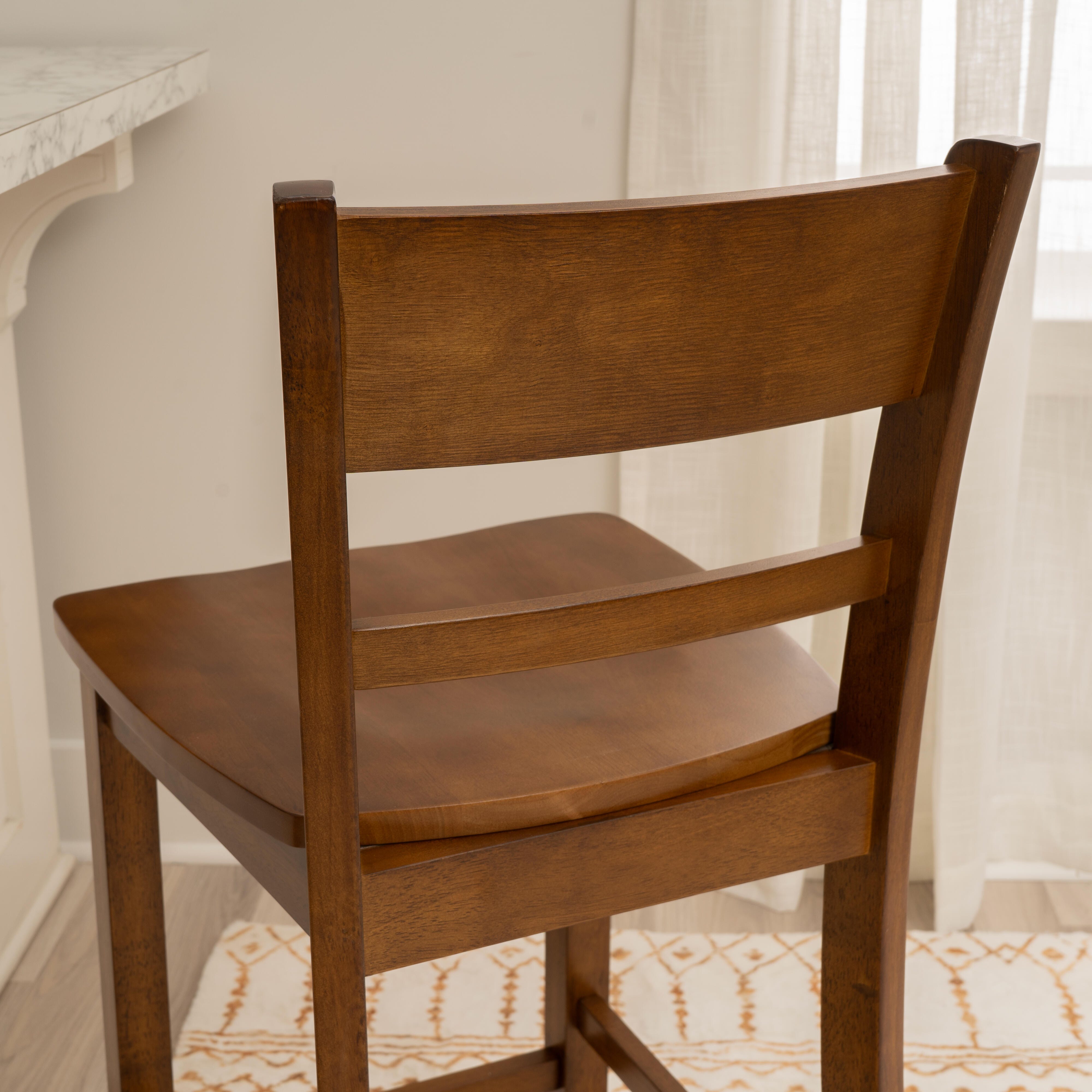 Linon Banks Villa Counter Height Bar Stool, Walnut, large
