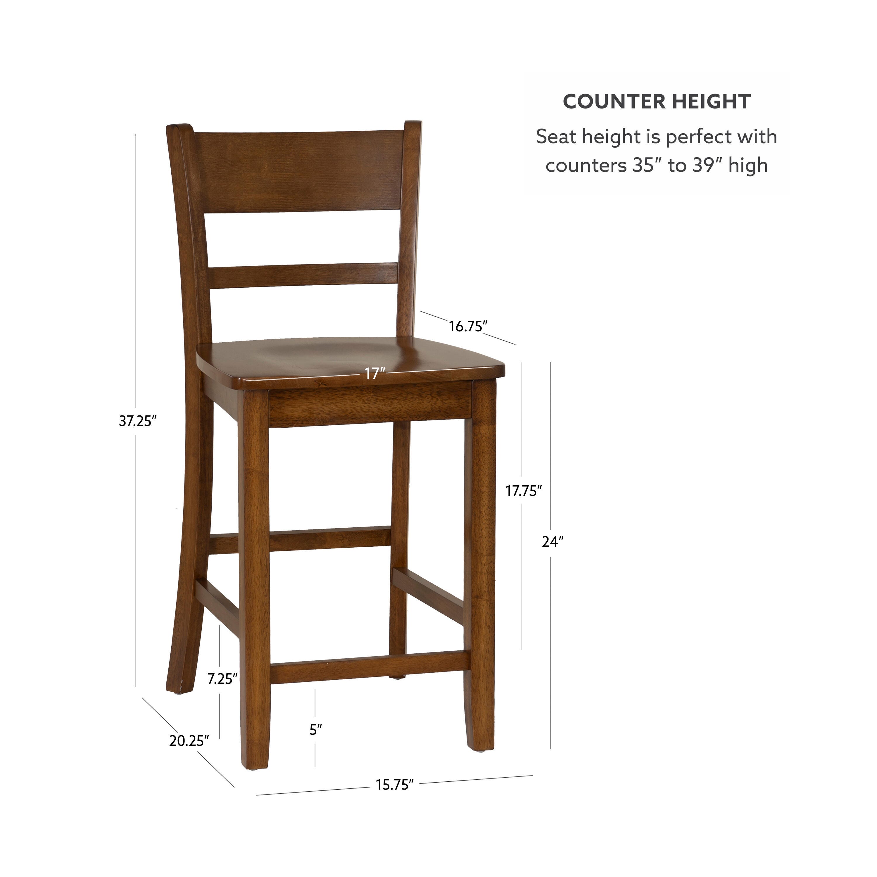 Linon Banks Villa Counter Height Bar Stool, Walnut, large