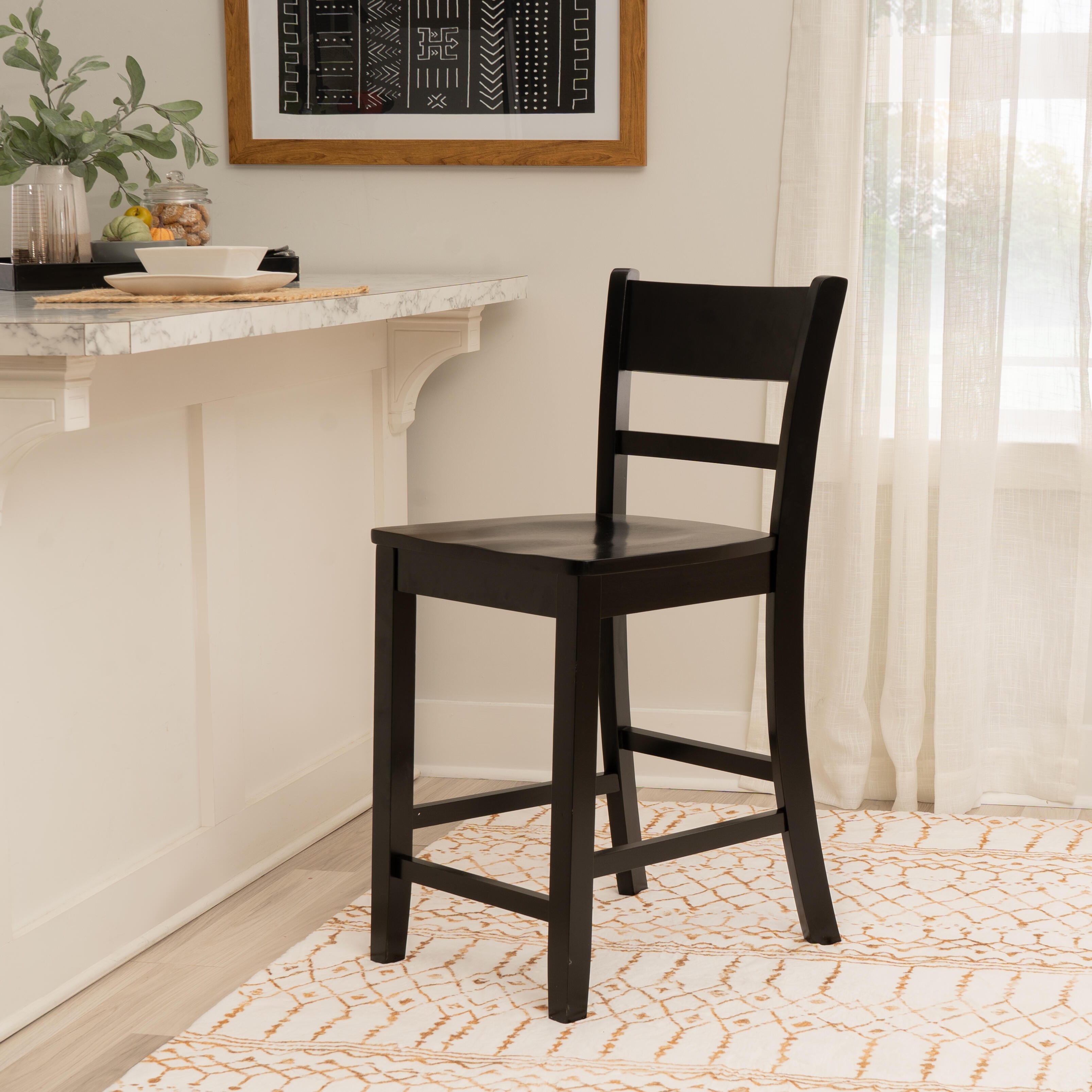 Linon Banks Villa Counter Height Bar Stool, Black, rollover