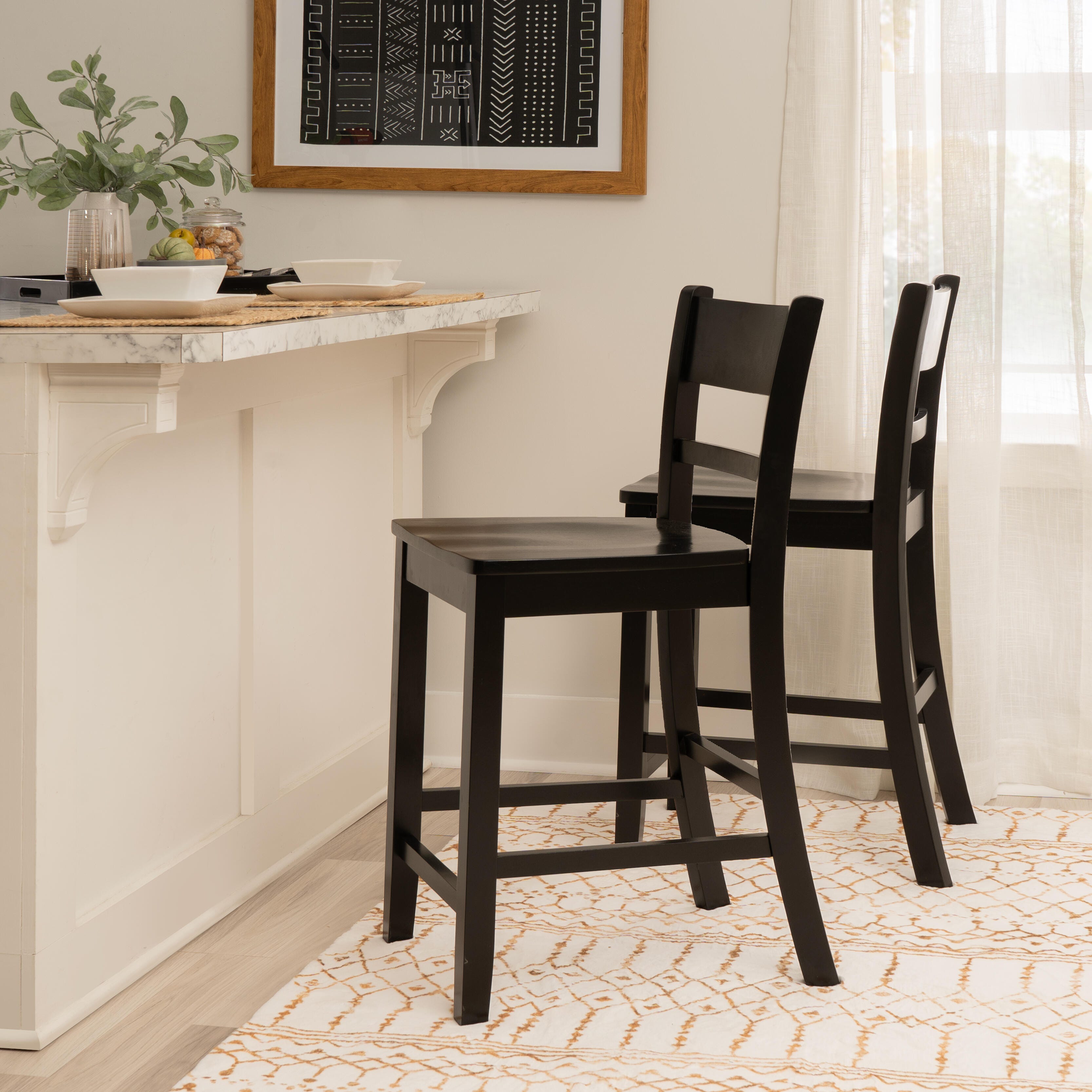Linon Banks Villa Counter Height Bar Stool, Black, large