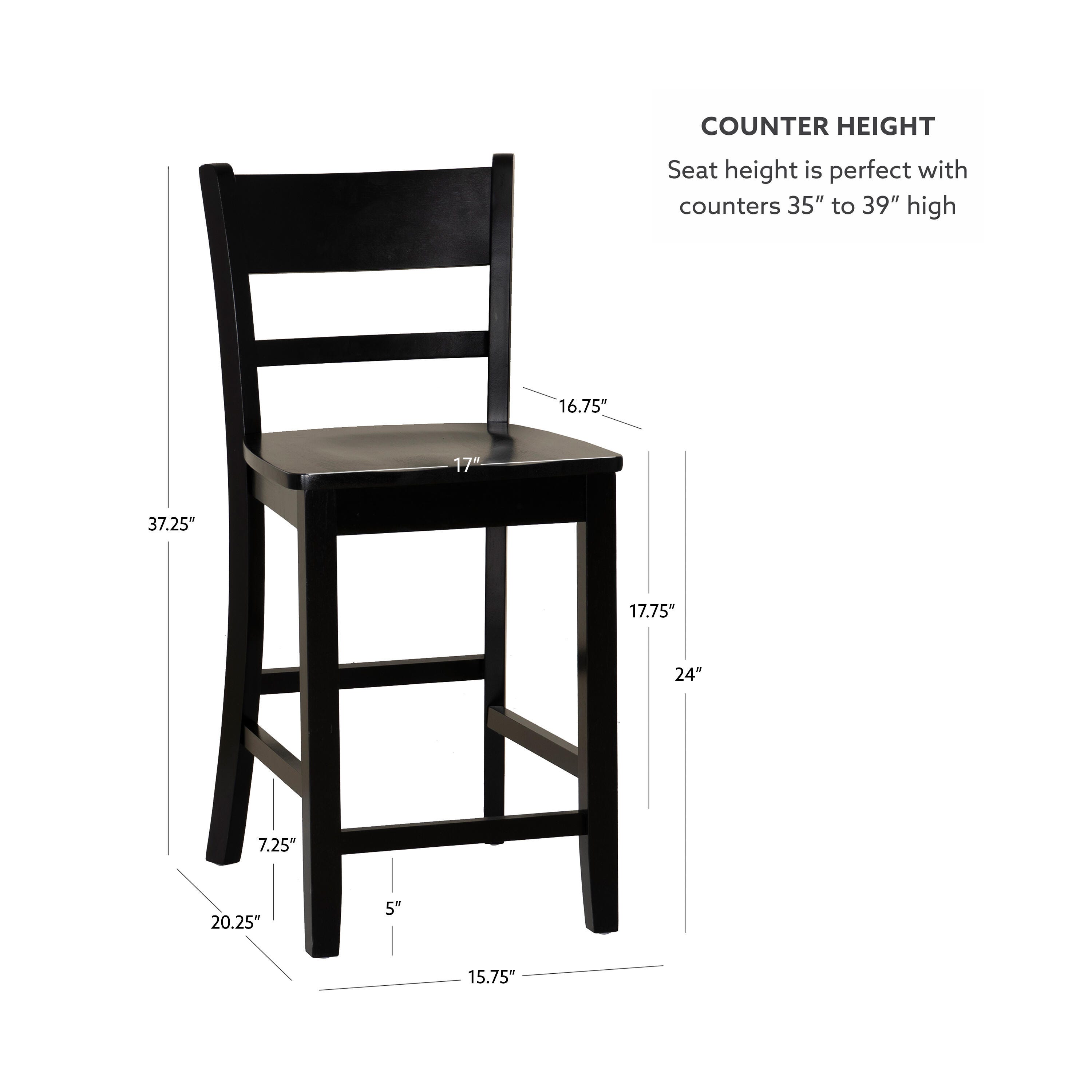 Linon Banks Villa Counter Height Bar Stool, Black, large