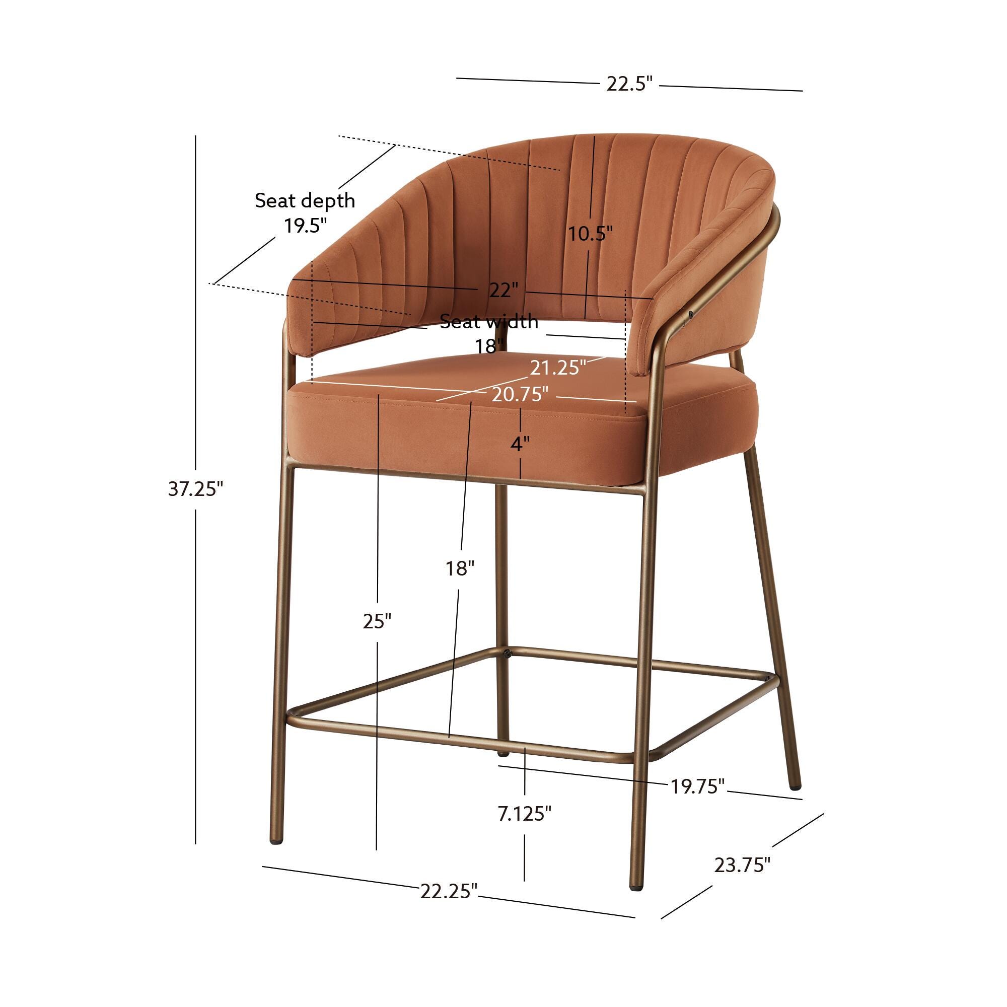 Linon Porter Counter Height Bar Stools (Set of 2), Caramel, large