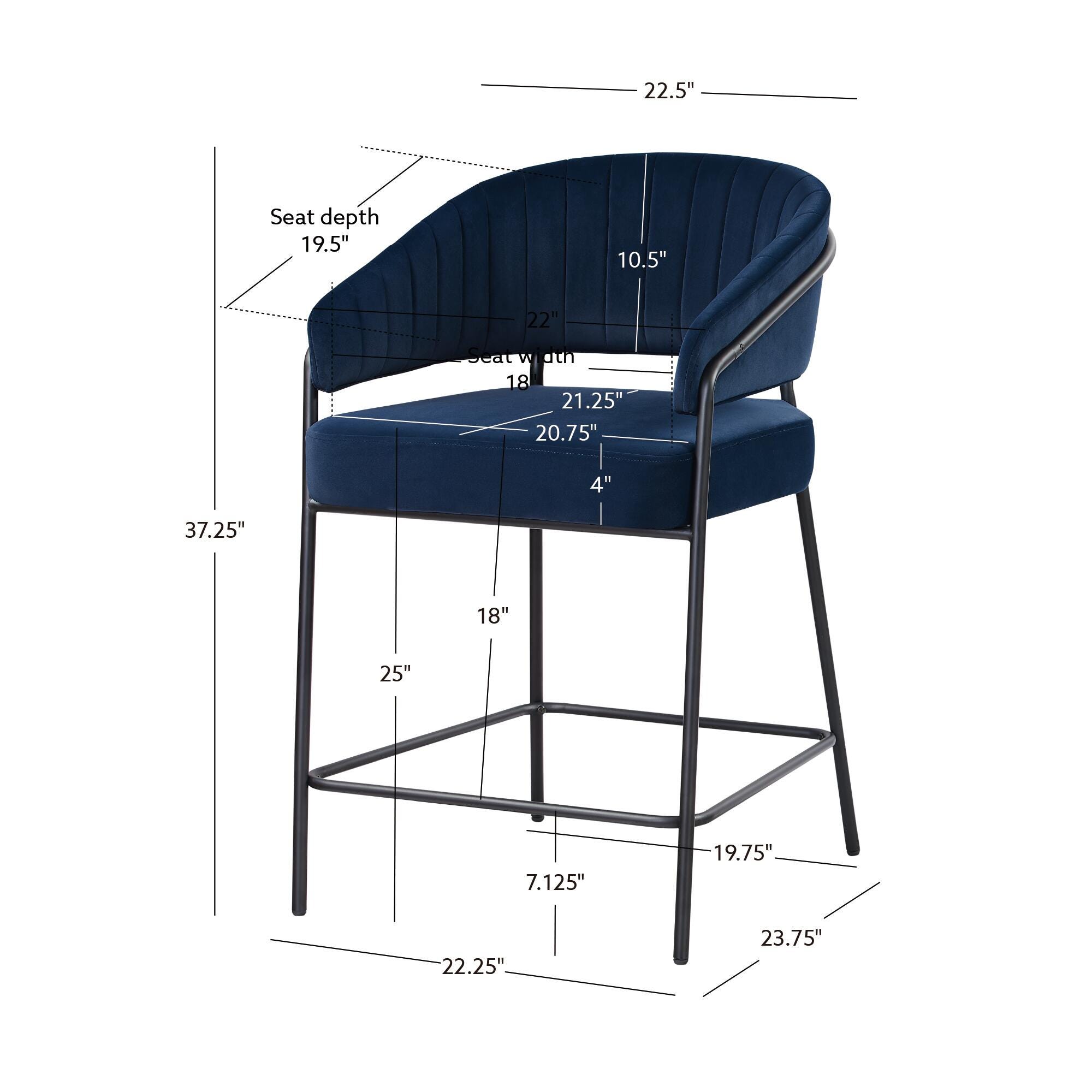Linon Porter Counter Height Bar Stools (Set of 2), Navy, large
