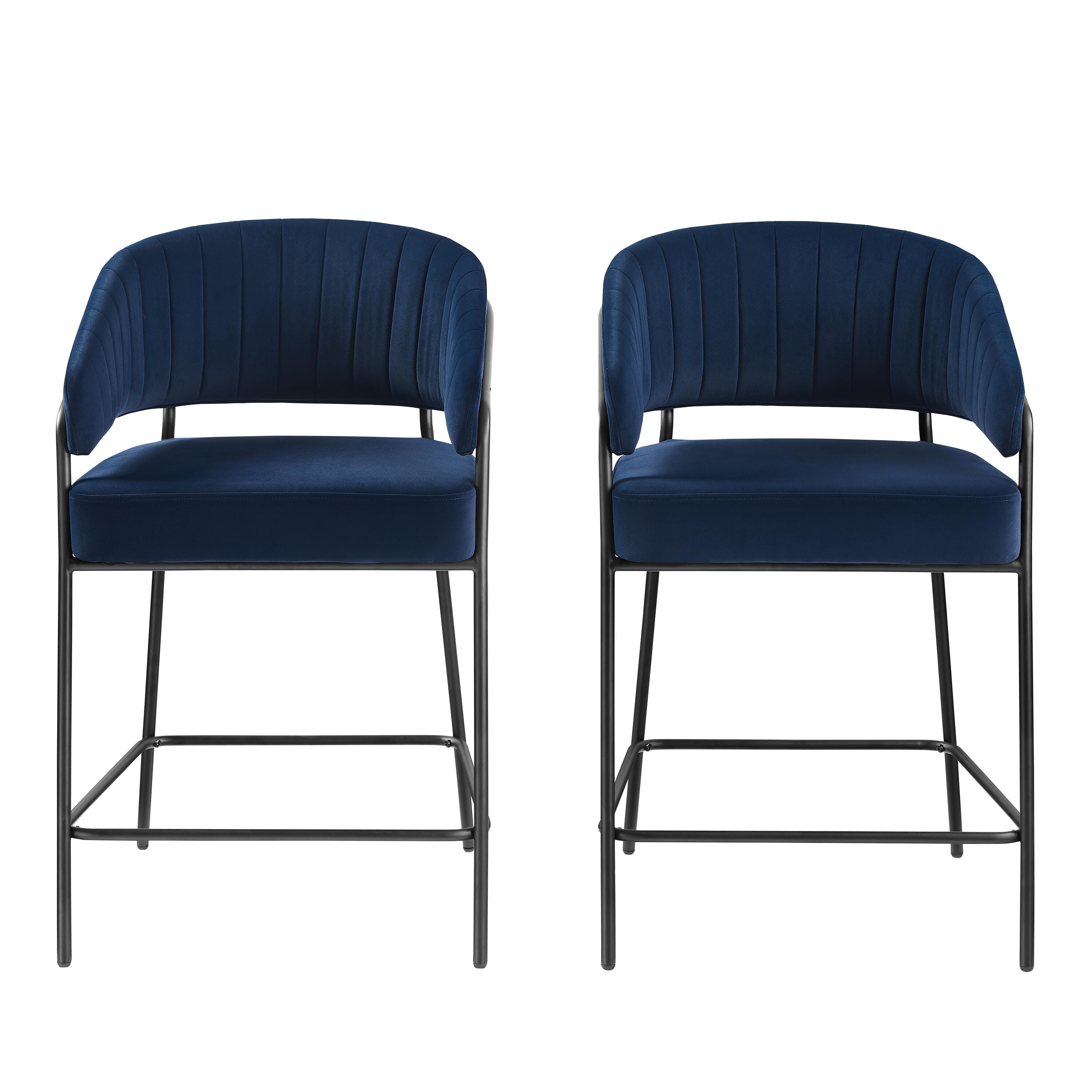 Linon Porter Counter Height Bar Stools (Set of 2), Navy, large