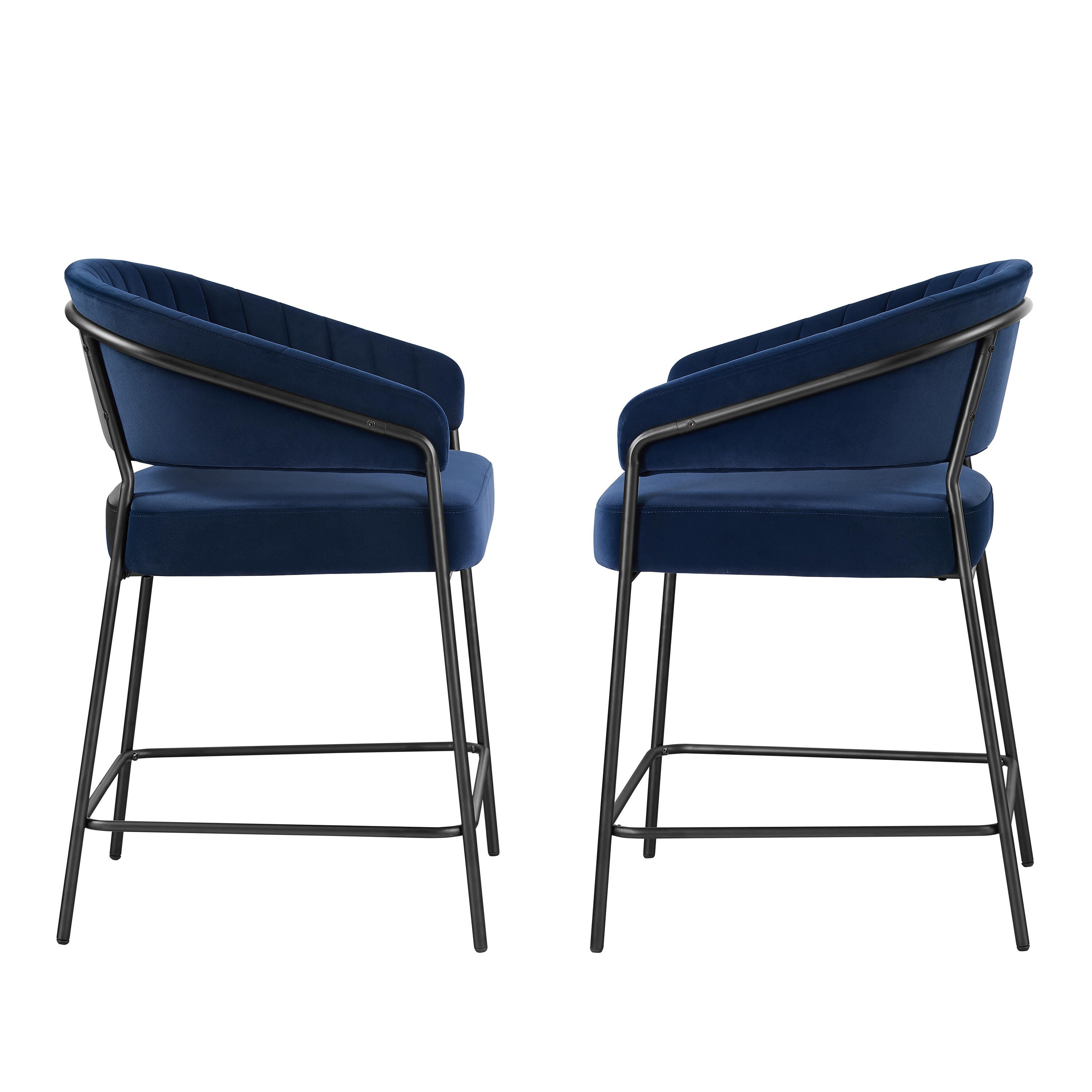 Linon Porter Counter Height Bar Stools (Set of 2), Navy, large