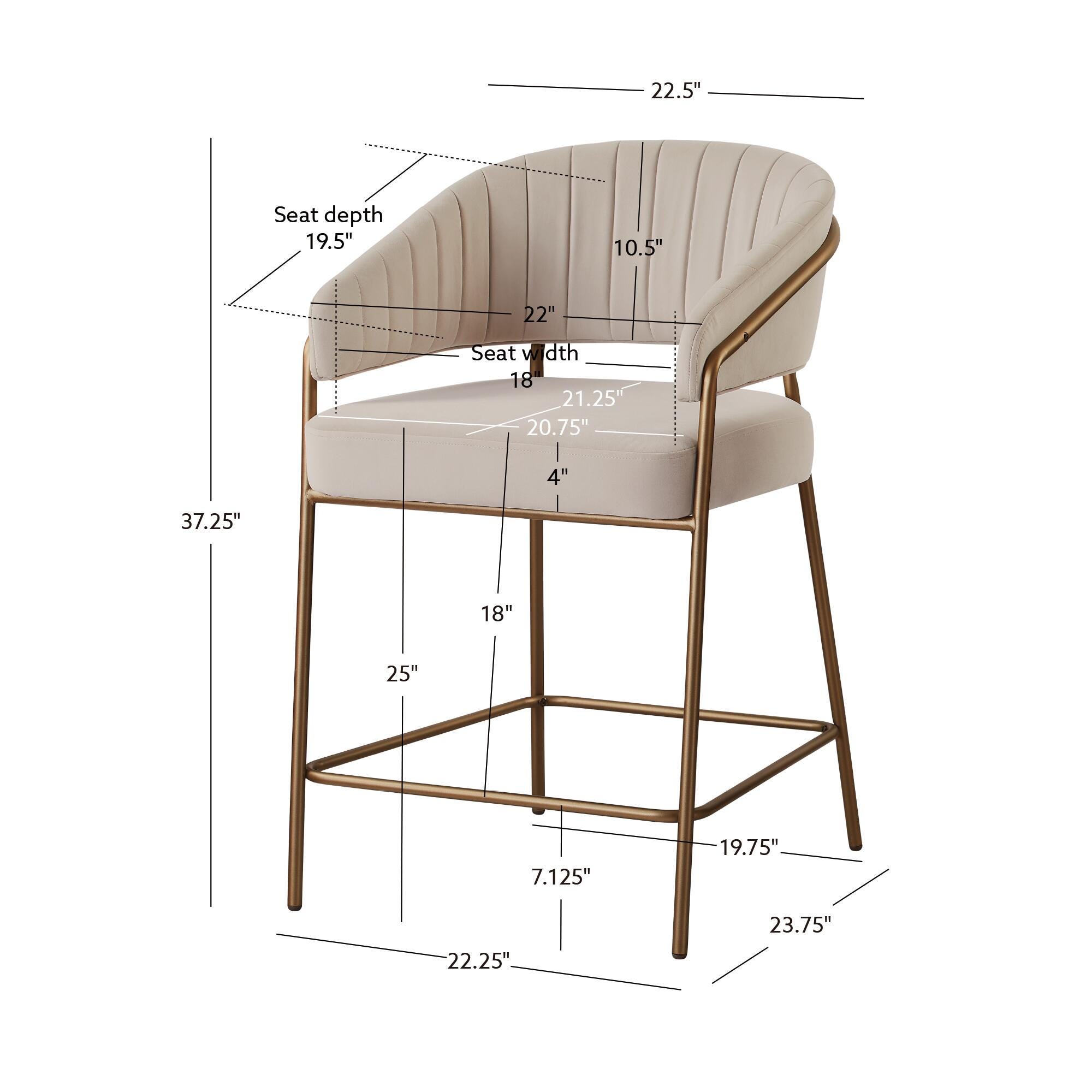 Linon Porter Counter Height Bar Stools (Set of 2), Beige, large