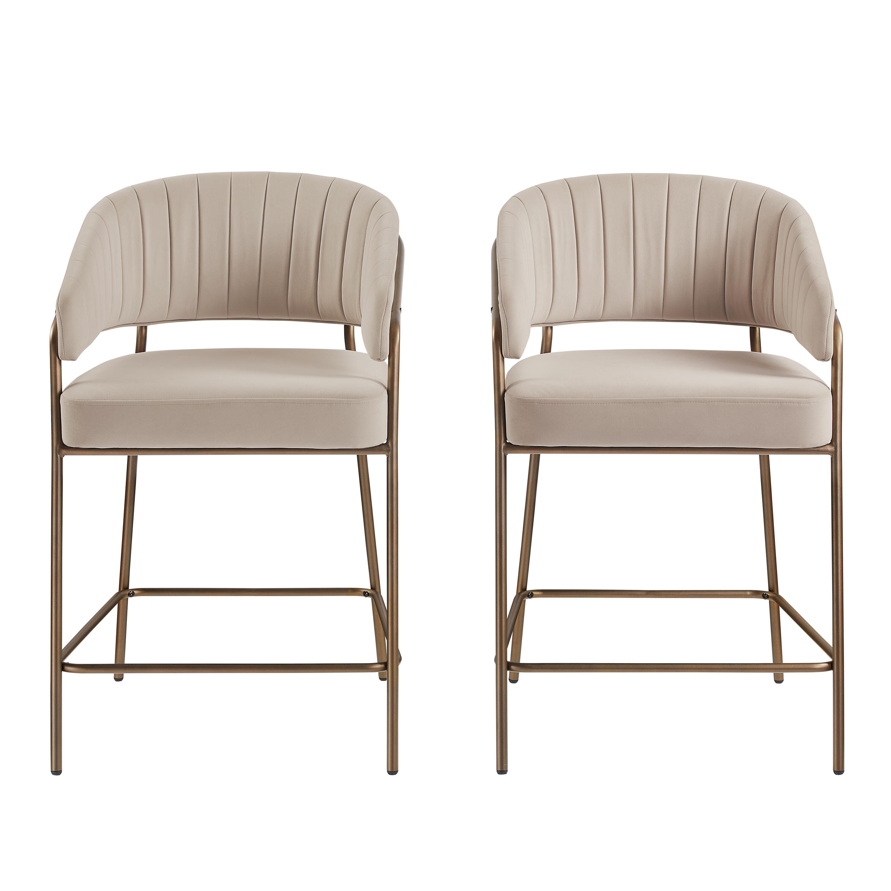 Linon Porter Counter Height Bar Stools (Set of 2), Beige, large