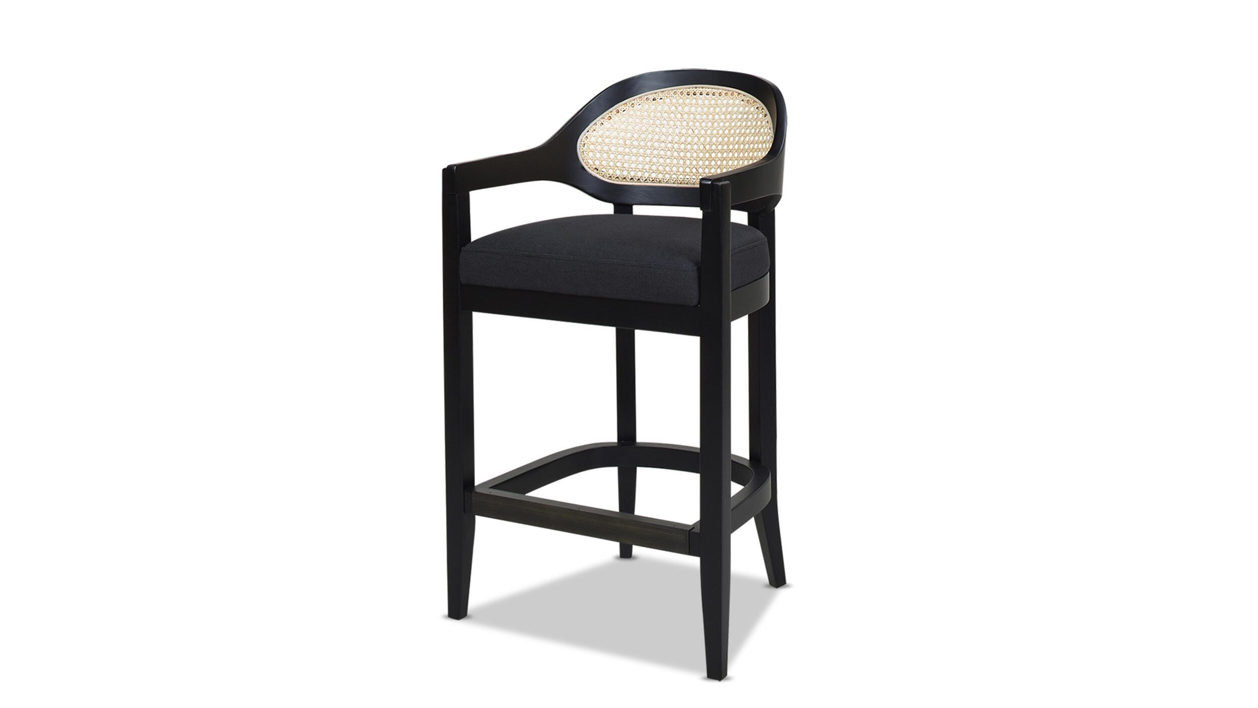 Jennifer Taylor Home Americana Cane Back Counter Height Bar Stool, Jet Black, large