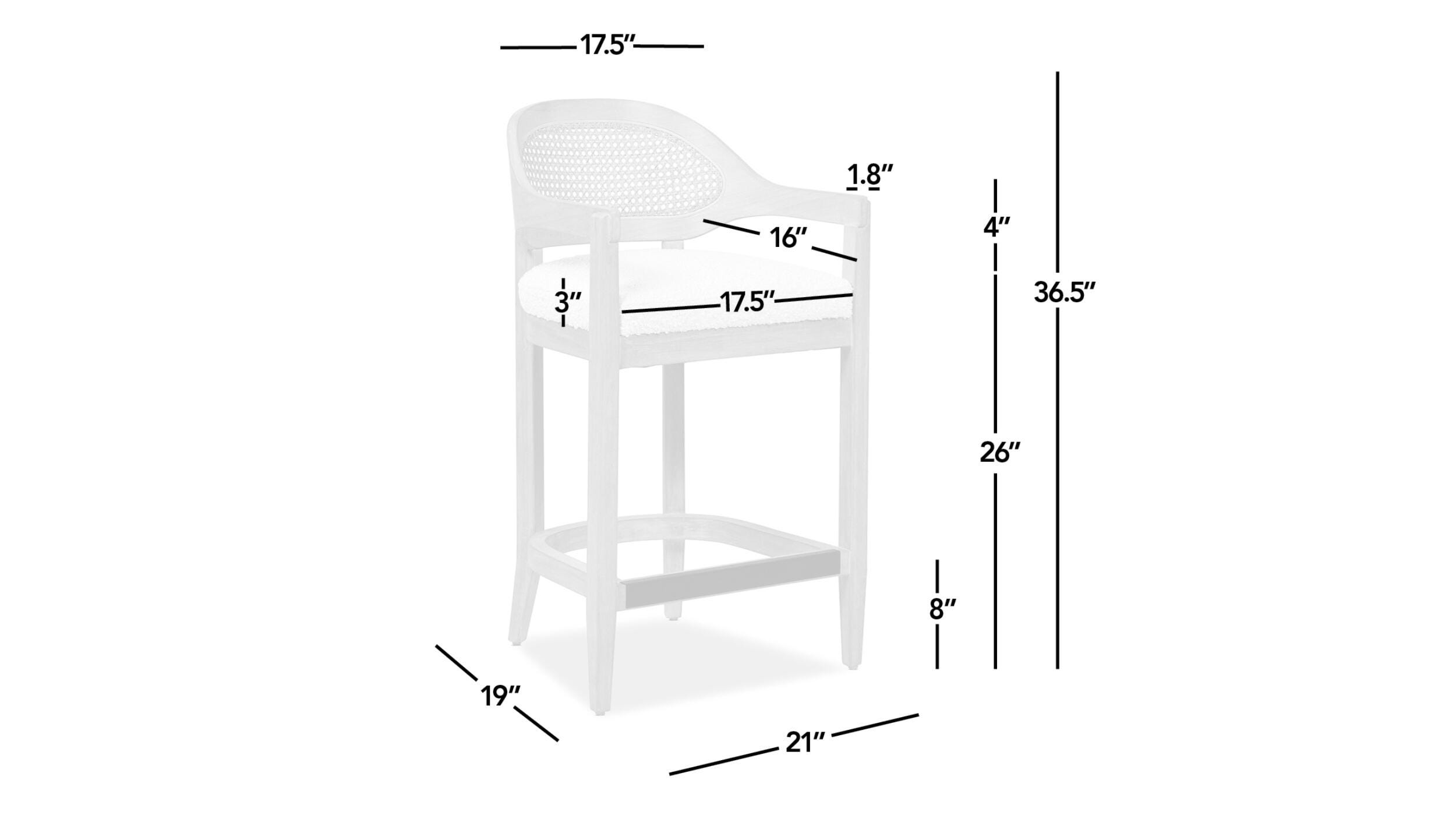 Jennifer Taylor Home Americana Cane Back Counter Height Bar Stool, Ivory White, large